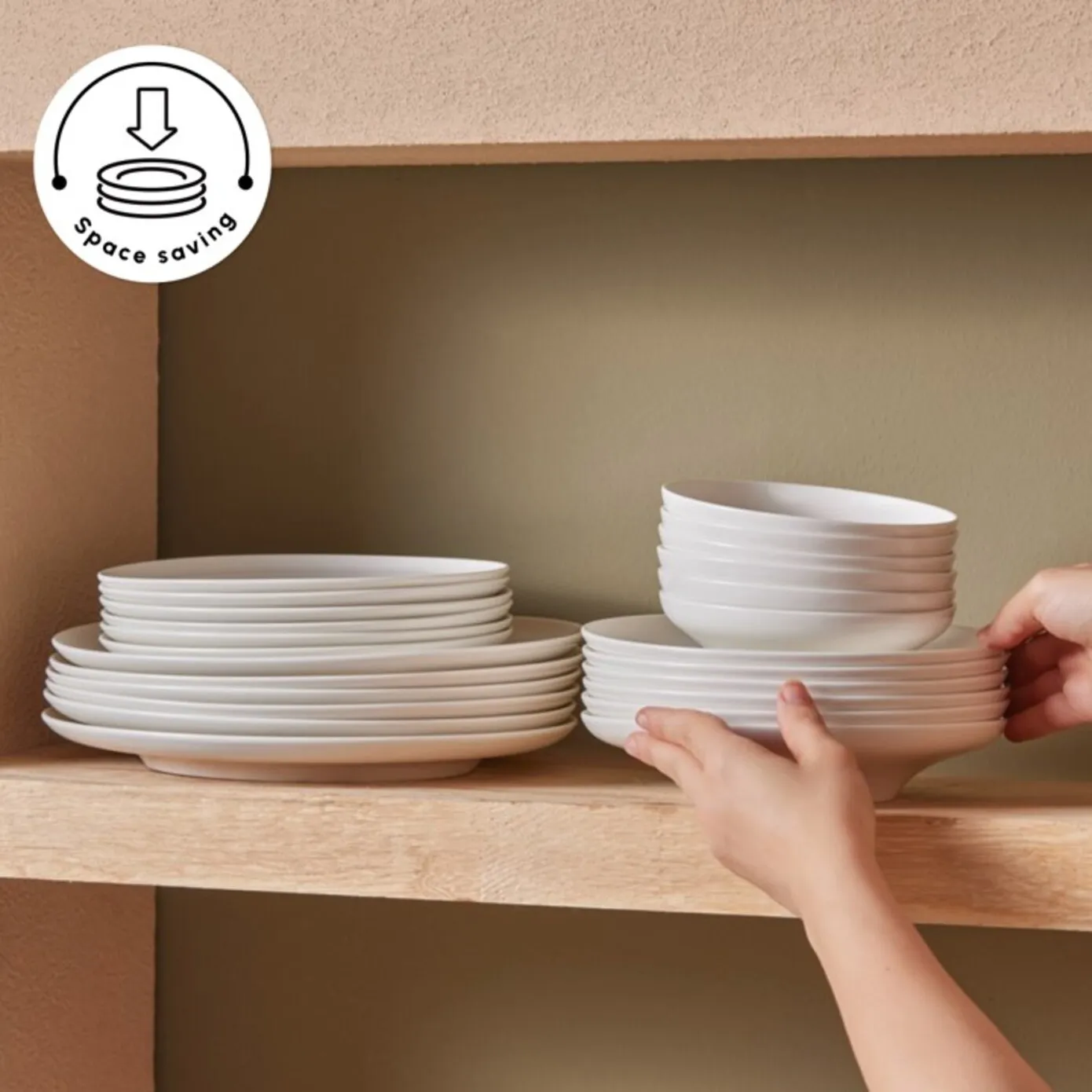 Karaca Stream Bone China Selene 24-Piece Dinner Set for 6 People, White - Image 8