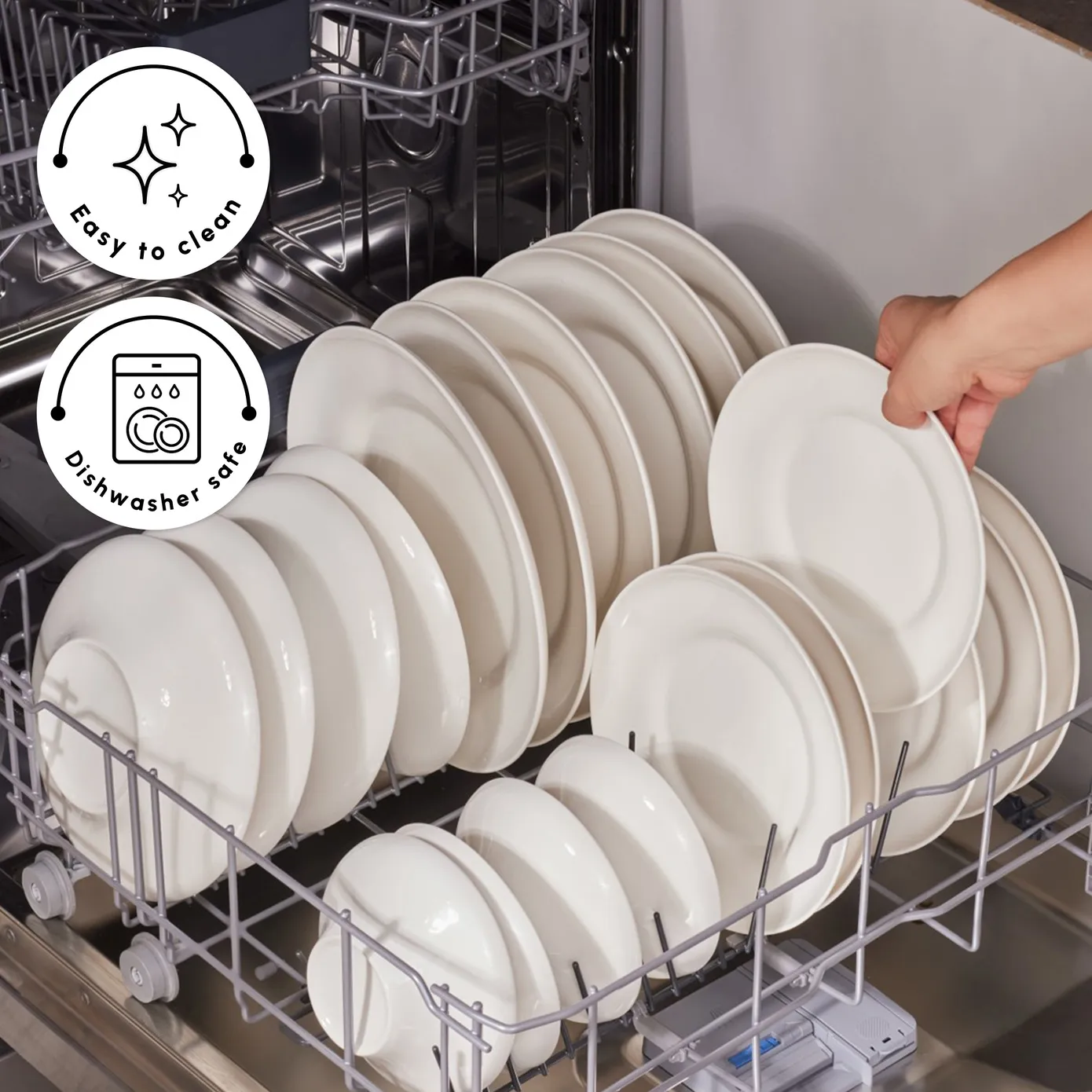Karaca Stream Bone China Selene 24-Piece Dinner Set for 6 People, White - Image 9