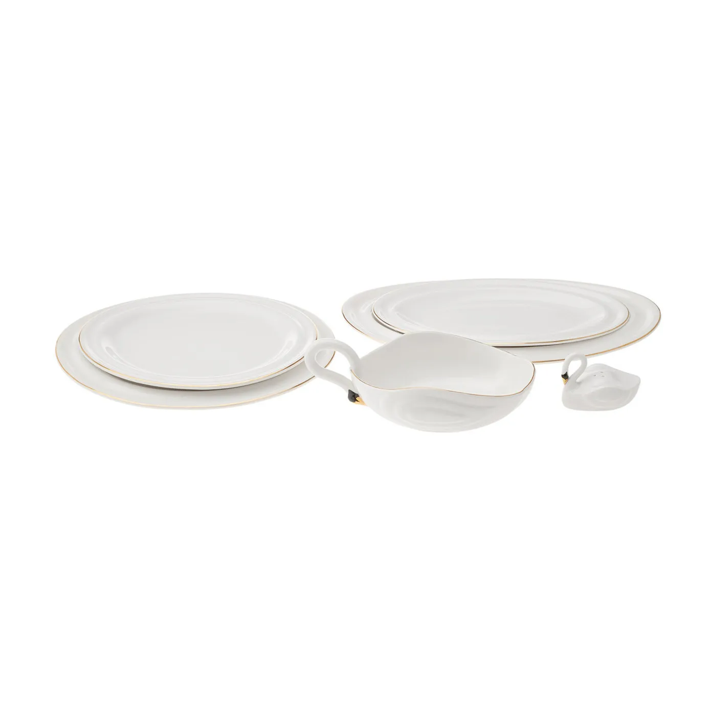 Karaca Streamline Swan 22-Piece Porcelain Dinner Set for 6 People, Multi - Image 5