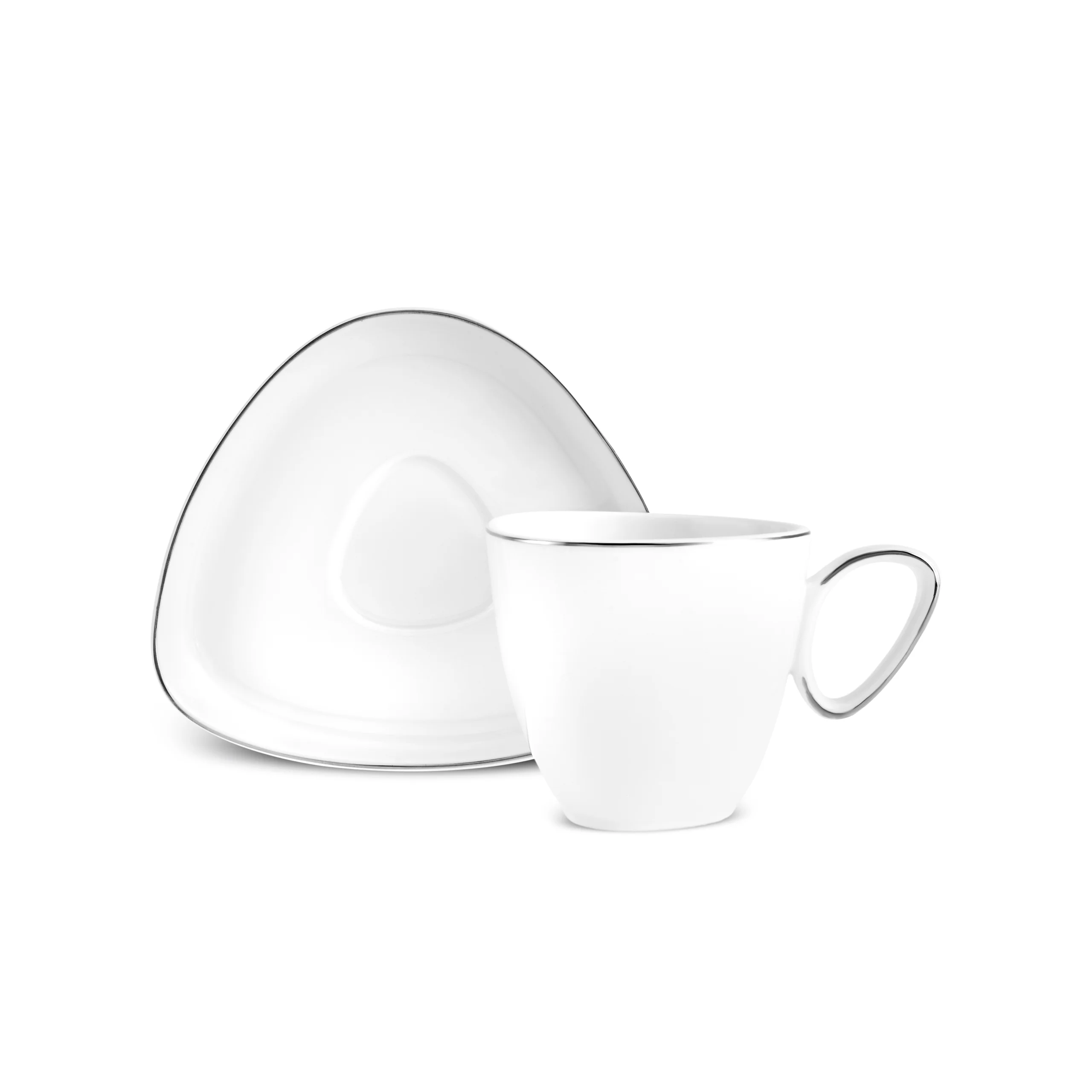 Karaca Streamline Tribe 4-Piece Bone China Espresso Turkish Coffee Cup Set for 2 People, 90ml, White Gold - Image 2