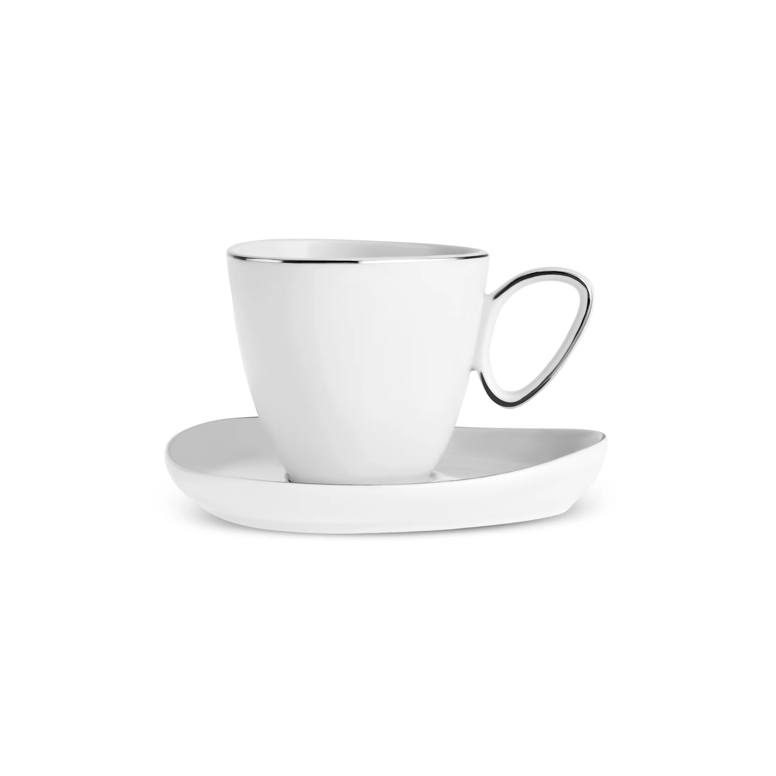 Karaca Streamline Tribe 4-Piece Bone China Espresso Turkish Coffee Cup Set for 2 People, 90ml, White Gold - Image 3