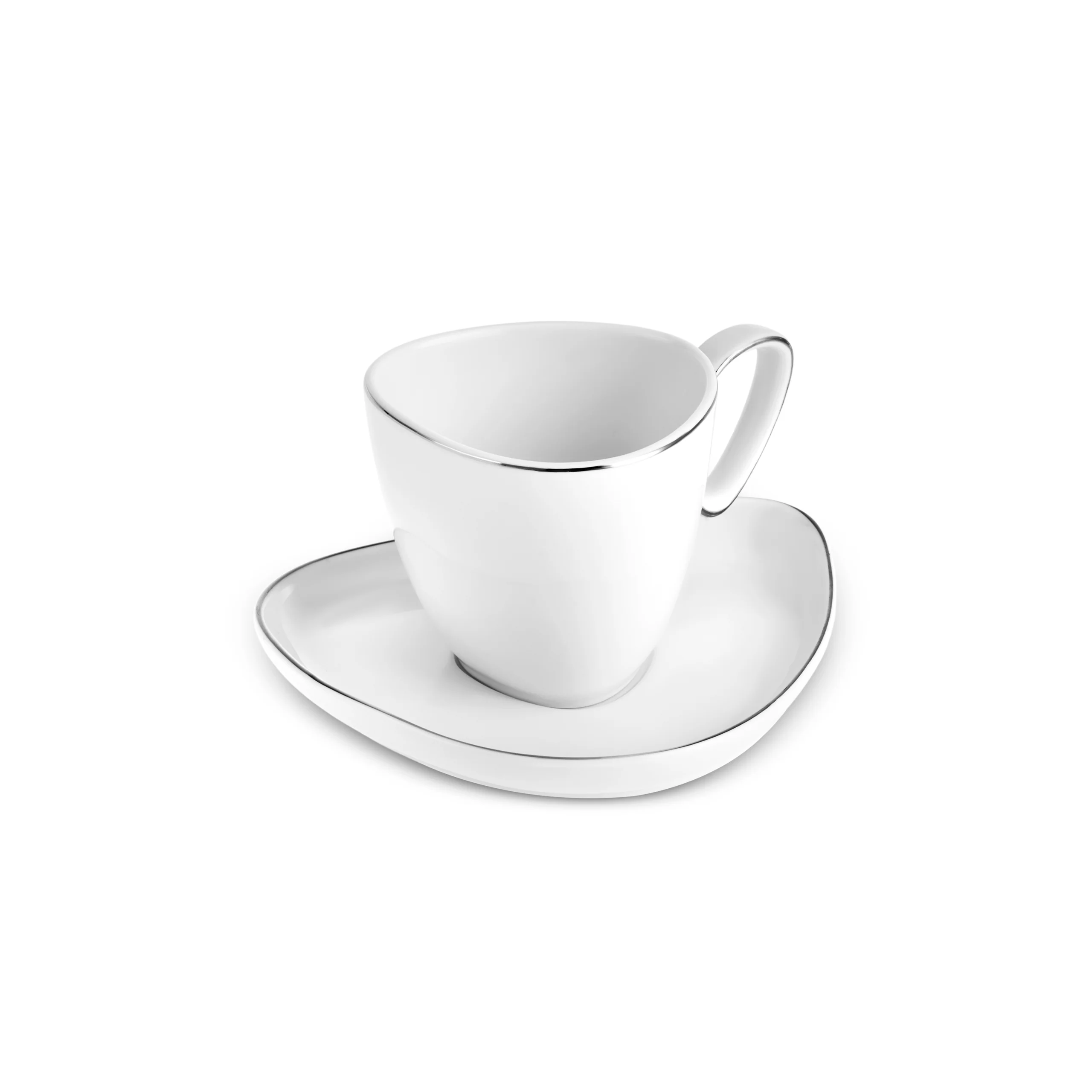 Karaca Streamline Tribe 4-Piece Bone China Espresso Turkish Coffee Cup Set for 2 People, 90ml, White Gold - Image 4