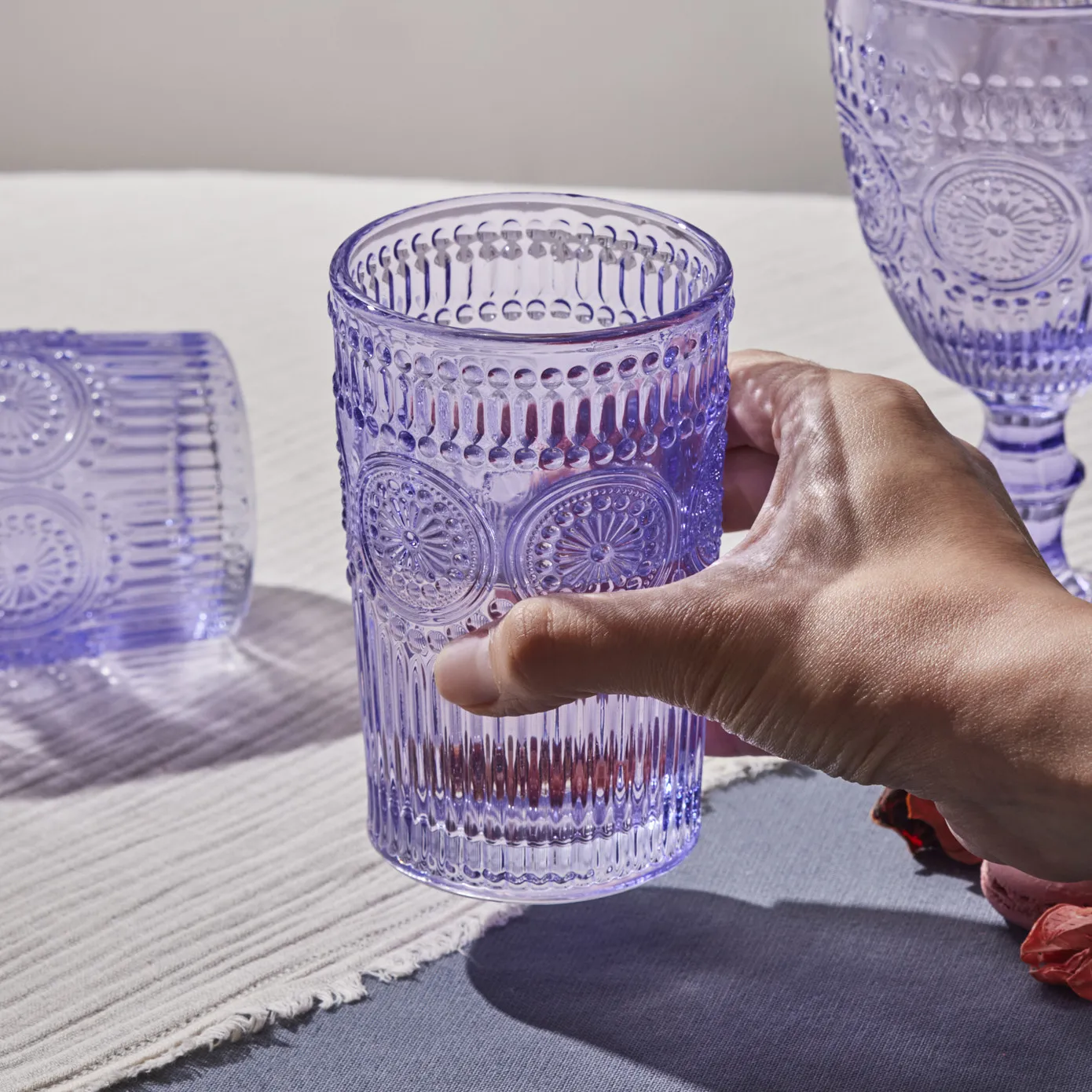 Karaca Sunflower Glass Highball Glass, 332ml, Purple - Image 3