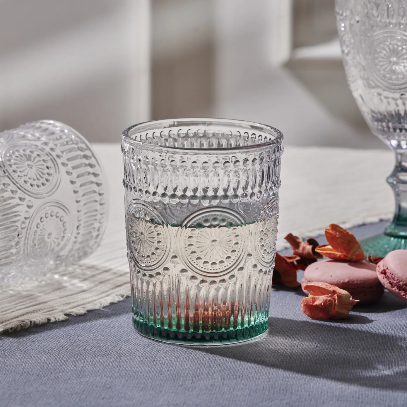Karaca Sunflower Glass Tumbler Glass, 250ml, Green - Image 2