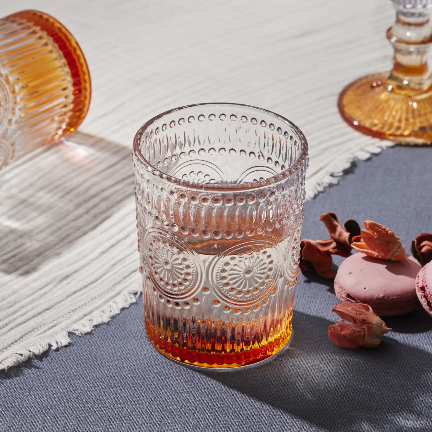Karaca Sunflower Glass Tumbler Glass, 250ml, Orange