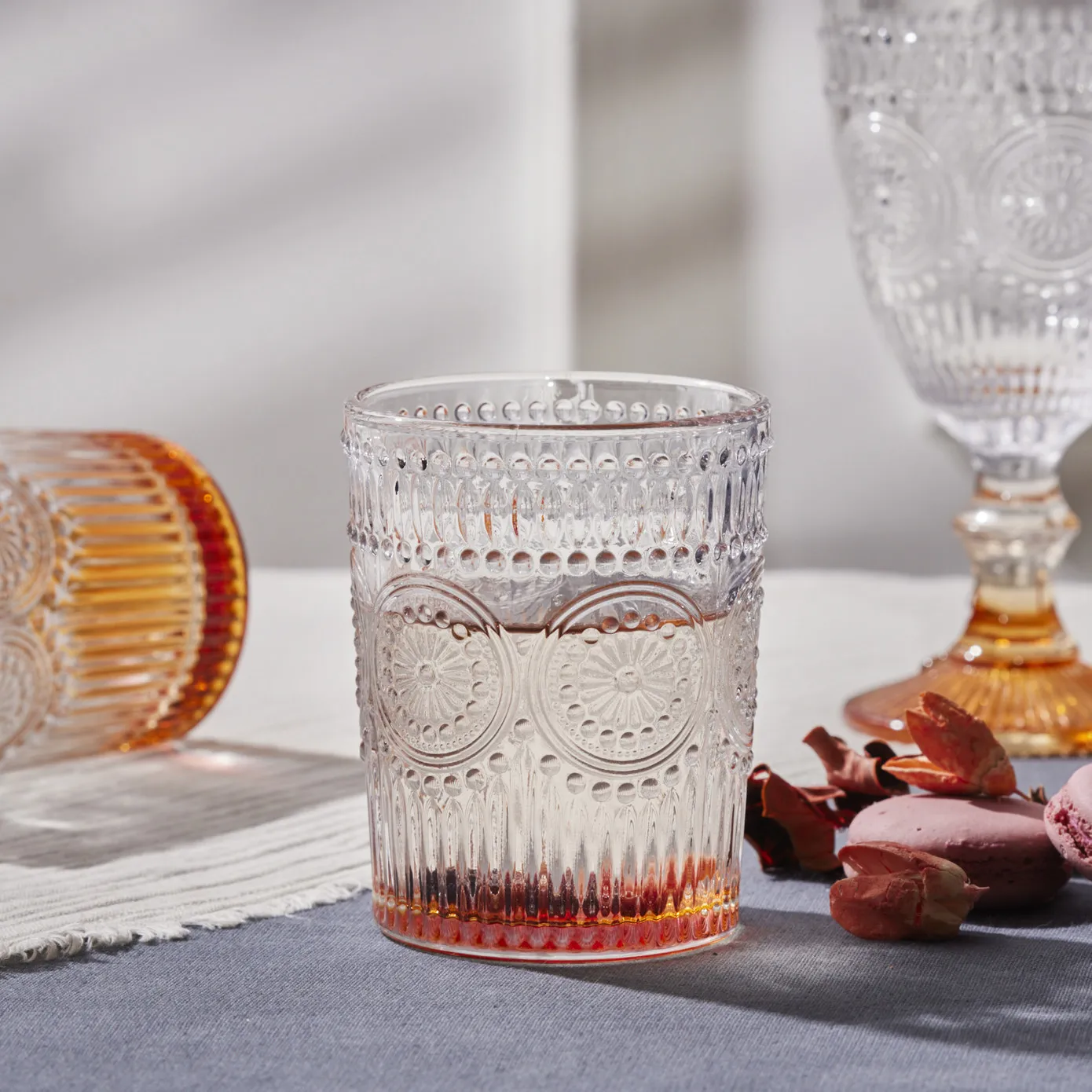 Karaca Sunflower Glass Tumbler Glass, 250ml, Orange - Image 2