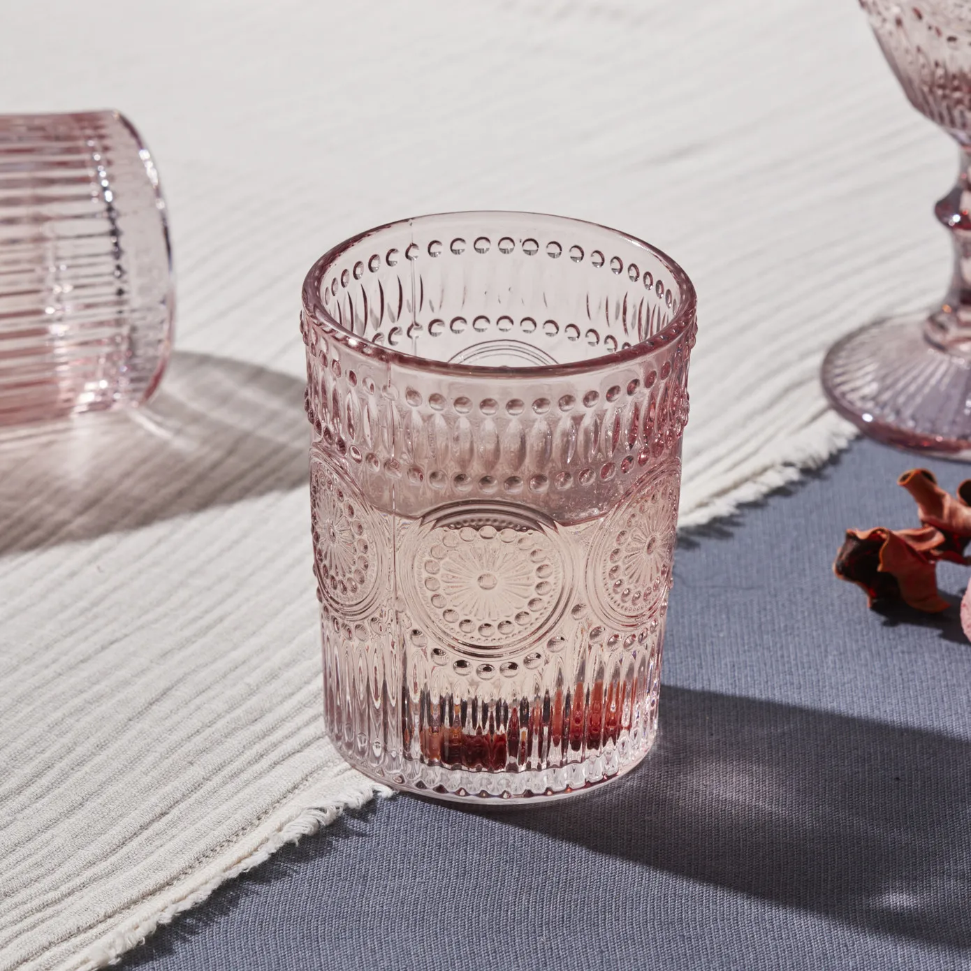 Karaca Sunflower Glass Tumbler Glass, 250ml, Pink
