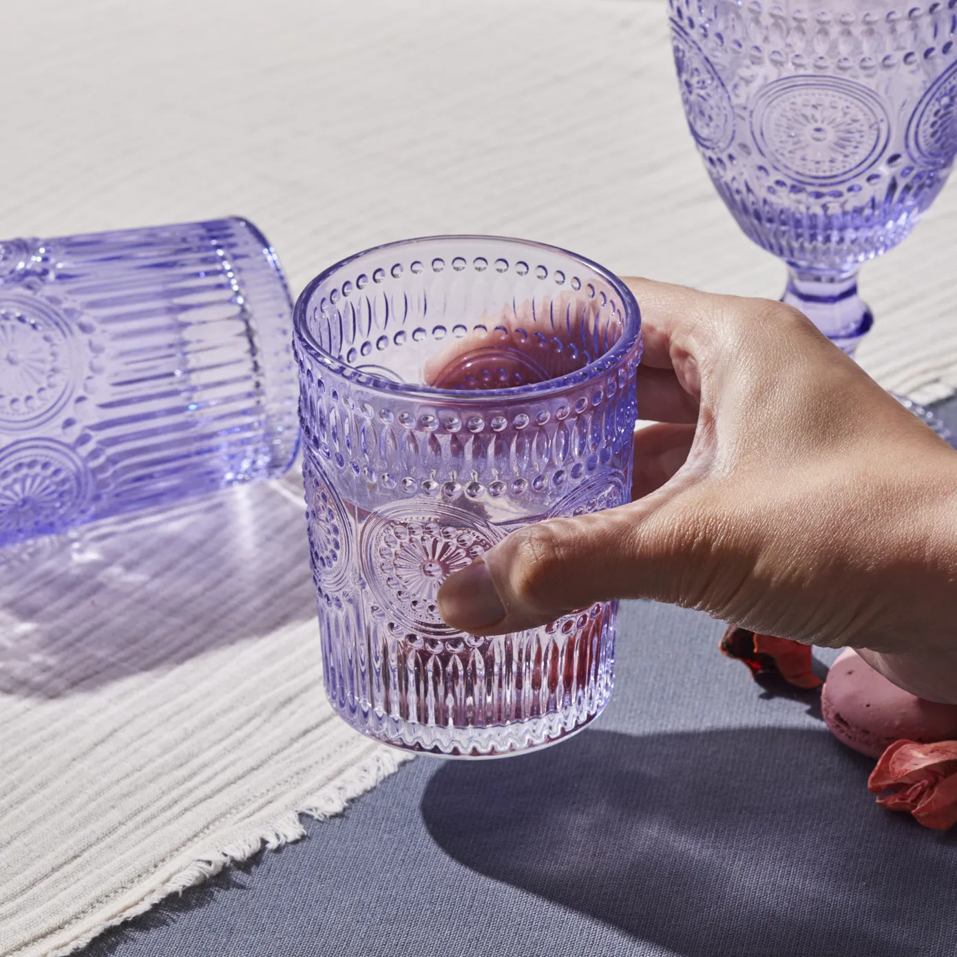 Karaca Sunflower Glass Tumbler Glass, 250ml, Purple - Image 3