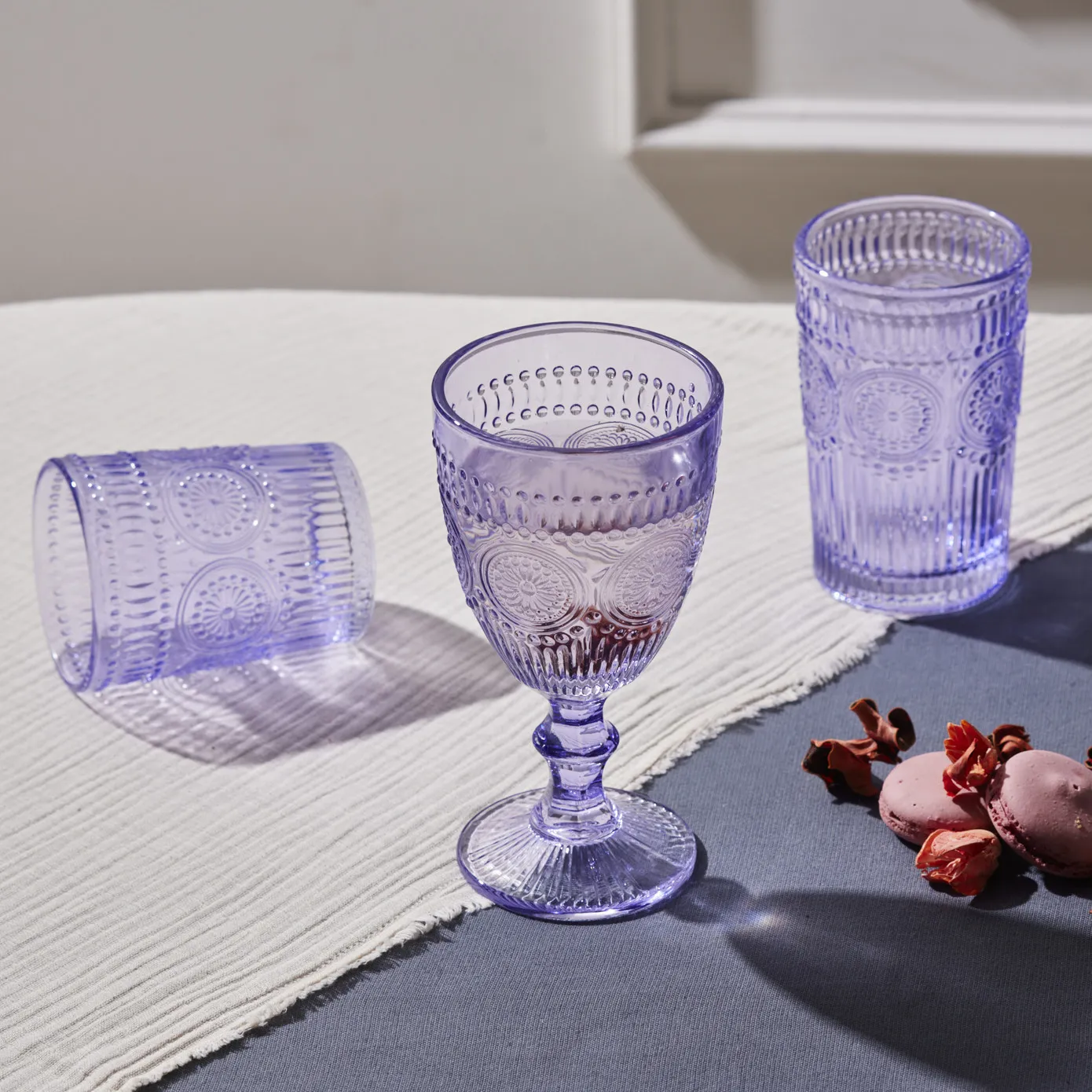 Karaca Sunflower Glass Tumbler Glass, 250ml, Purple - Image 4
