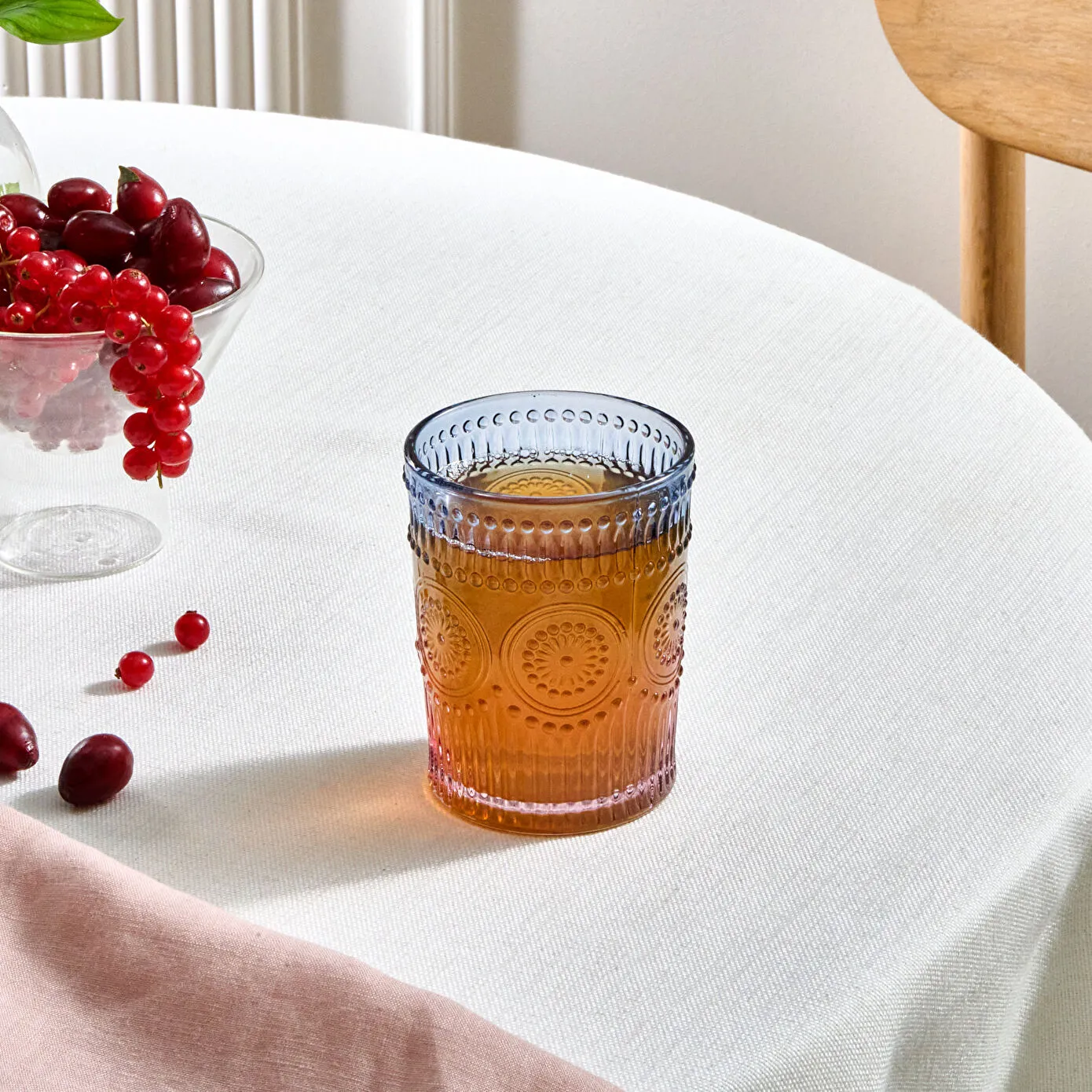 Karaca Sunflower Glass Tumbler Glass, 250ml, Blue - Pink