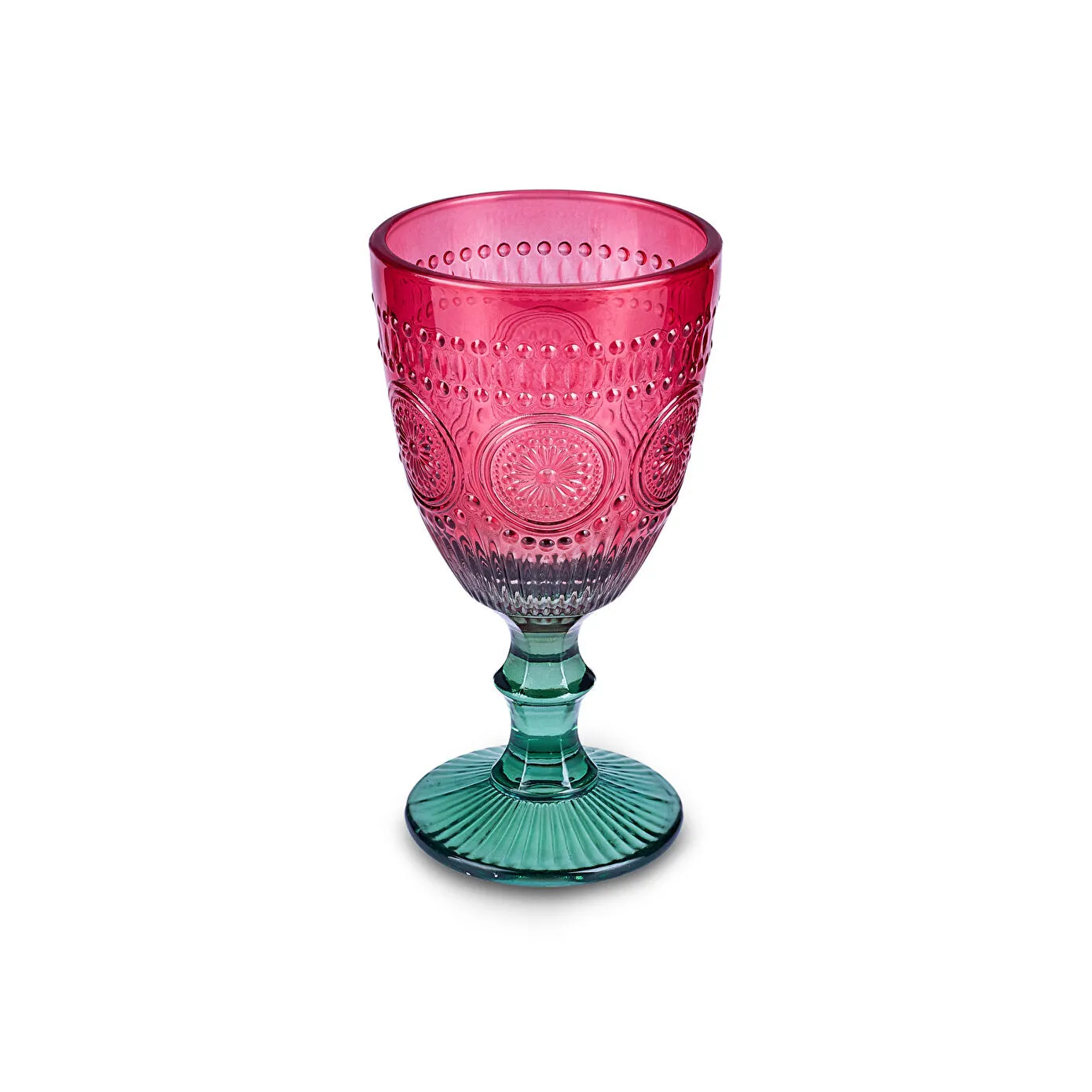 Karaca Sunflower Wine Glass, 315ml, Red Green - Image 2
