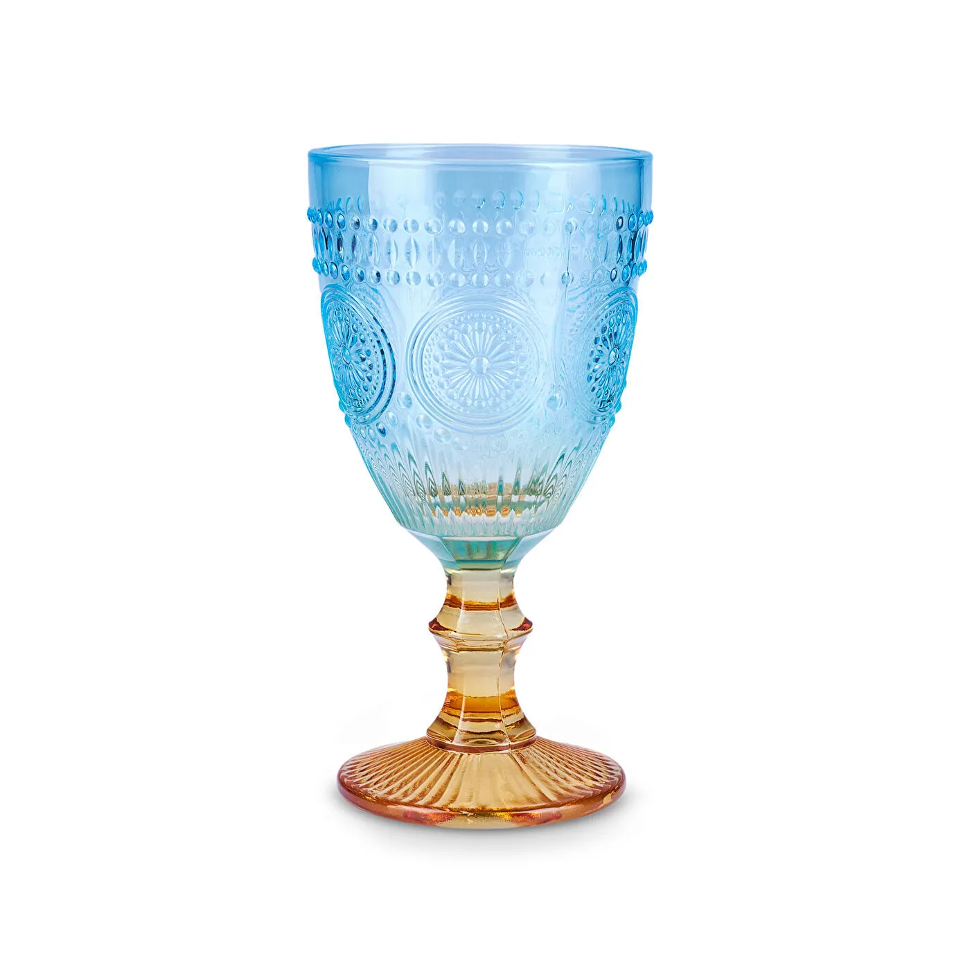 Karaca Sunflower Wine Glass, 314ml, Blue Yellow - Image 3