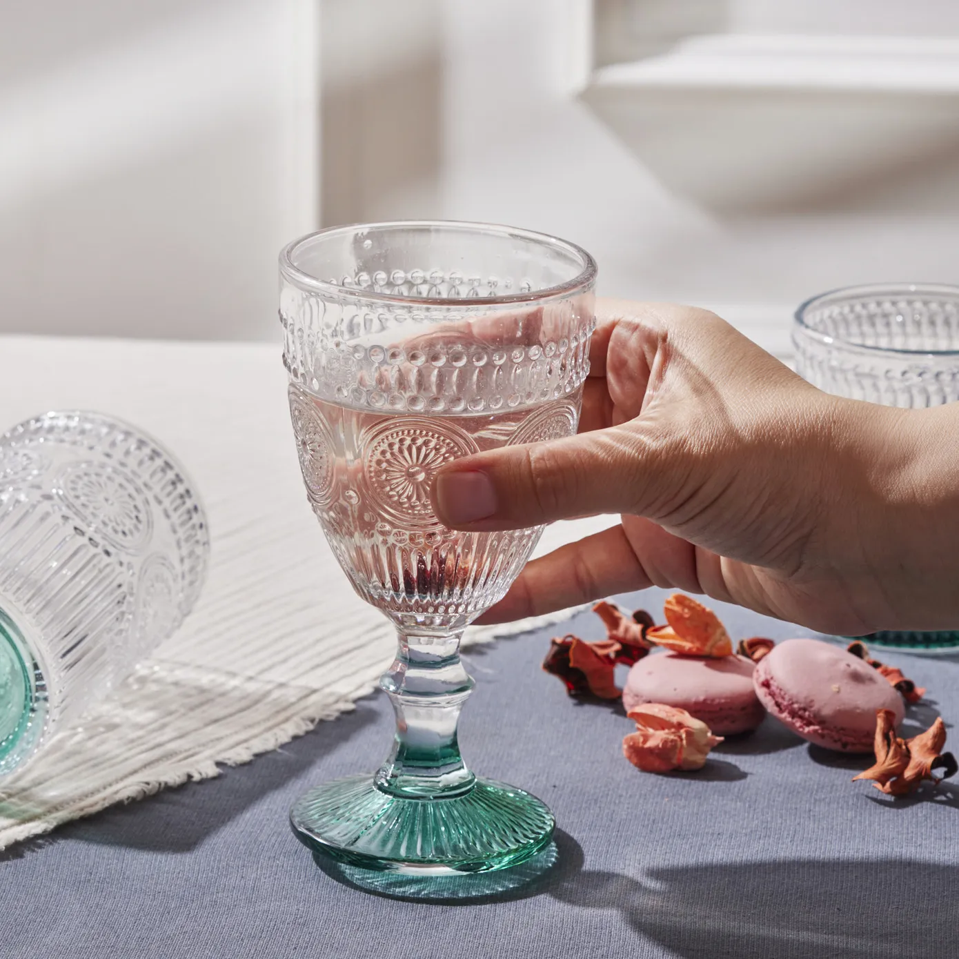 Karaca Sunflower Wine Glass, 314ml, Green - Image 3