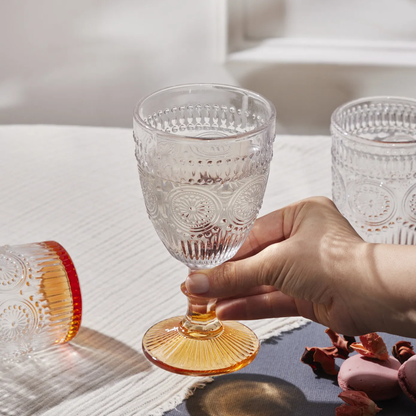 Karaca Sunflower Wine Glass, 314ml, Orange - Image 3
