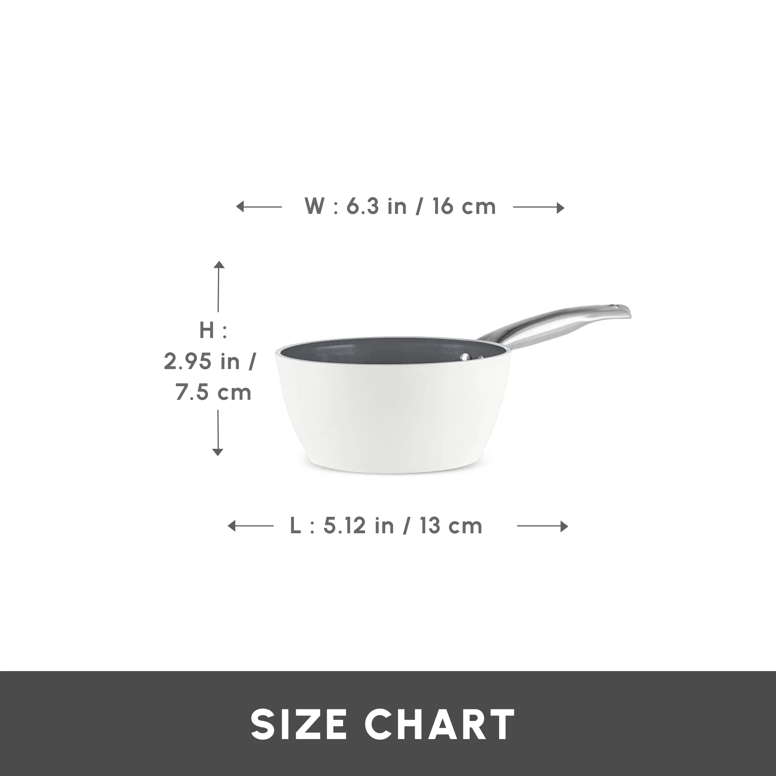 Karaca Swiss Crystal Almond Cream Non-Stick Induction Stainless Steel Handle Sauce Pan, 16cm, Cream - Image 2