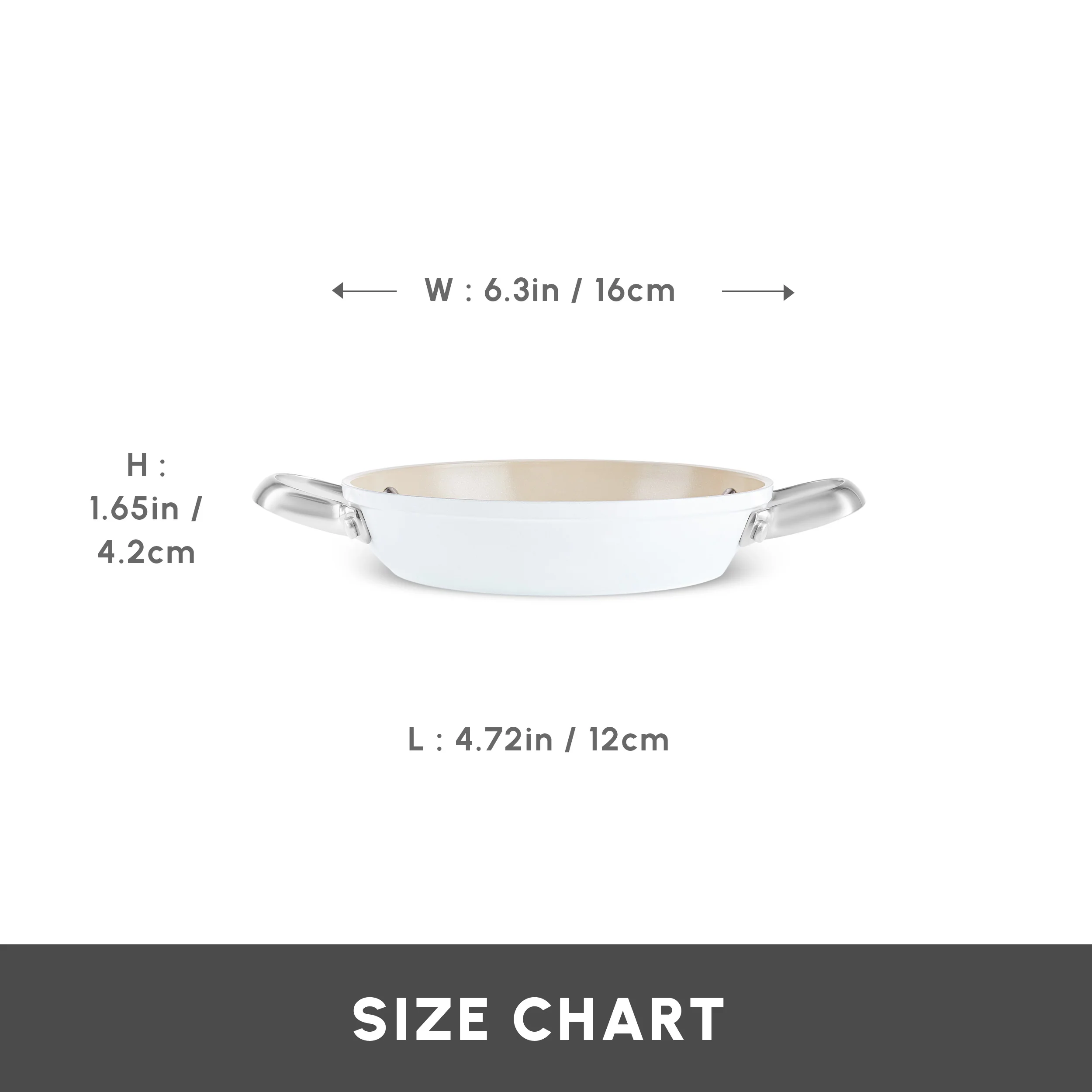 Karaca Swiss Crystal Almond Cream Non-Stick Induction Stainless Steel Handle Shallow Pan, 16cm, Cream - Image 2