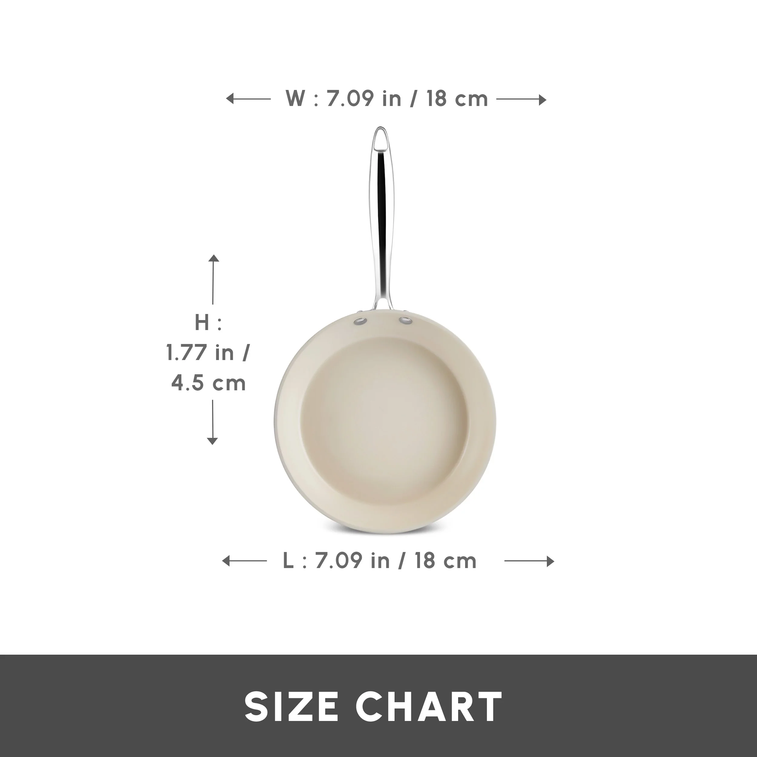 Karaca Swiss Crystal Almond Cream Non-Stick Induction Stainless Steel Handle Pan, 22cm, Cream - Image 2