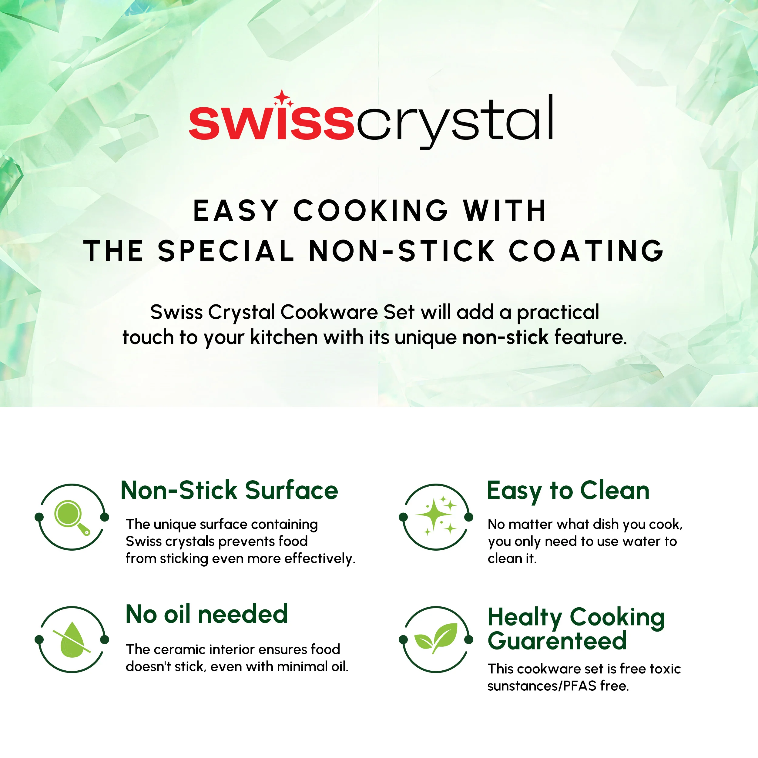 Karaca Swiss Crystal Almond Cream Non-Stick Induction Stainless Steel Handle Casserole & Lid, 24cm, Cream - Image 4
