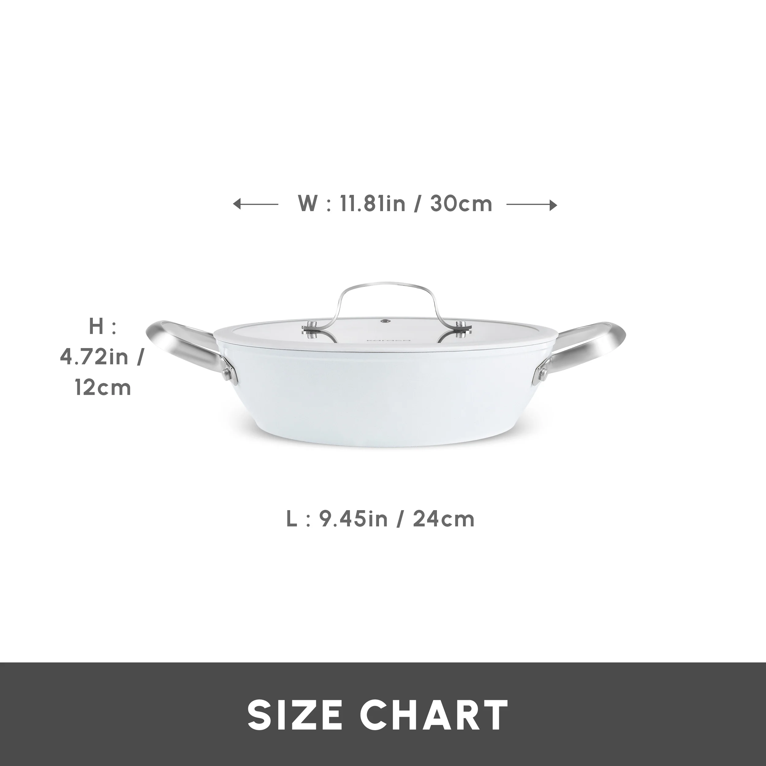 Karaca Swiss Crystal Almond Cream Non-Stick Induction Stainless Steel Handle Shallow Casserole & Lid, 30cm, Cream - Image 2