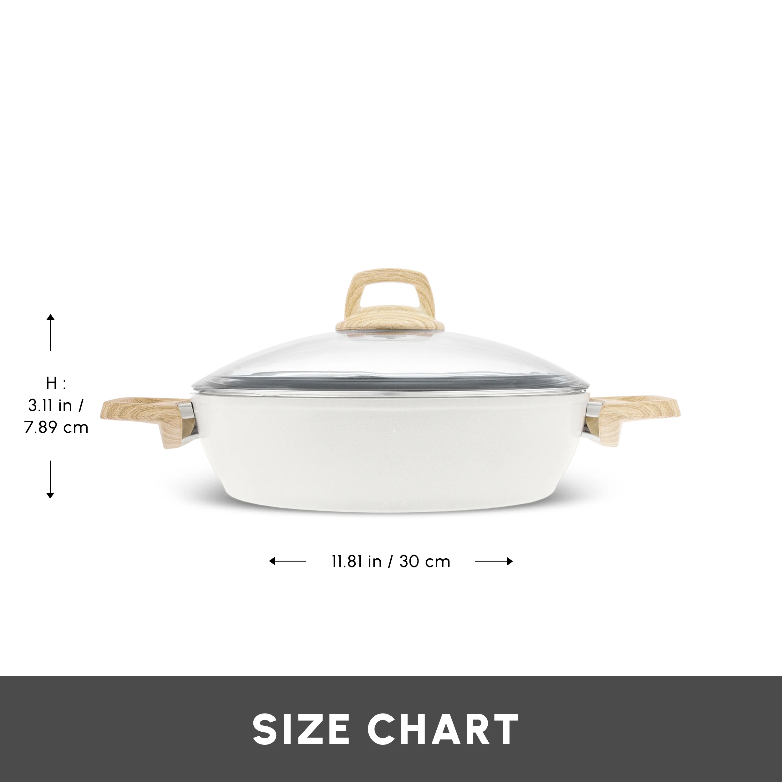 Karaca Swiss Crystal Non-Stick Induction Casserole, 30cm, Creamy - Image 2