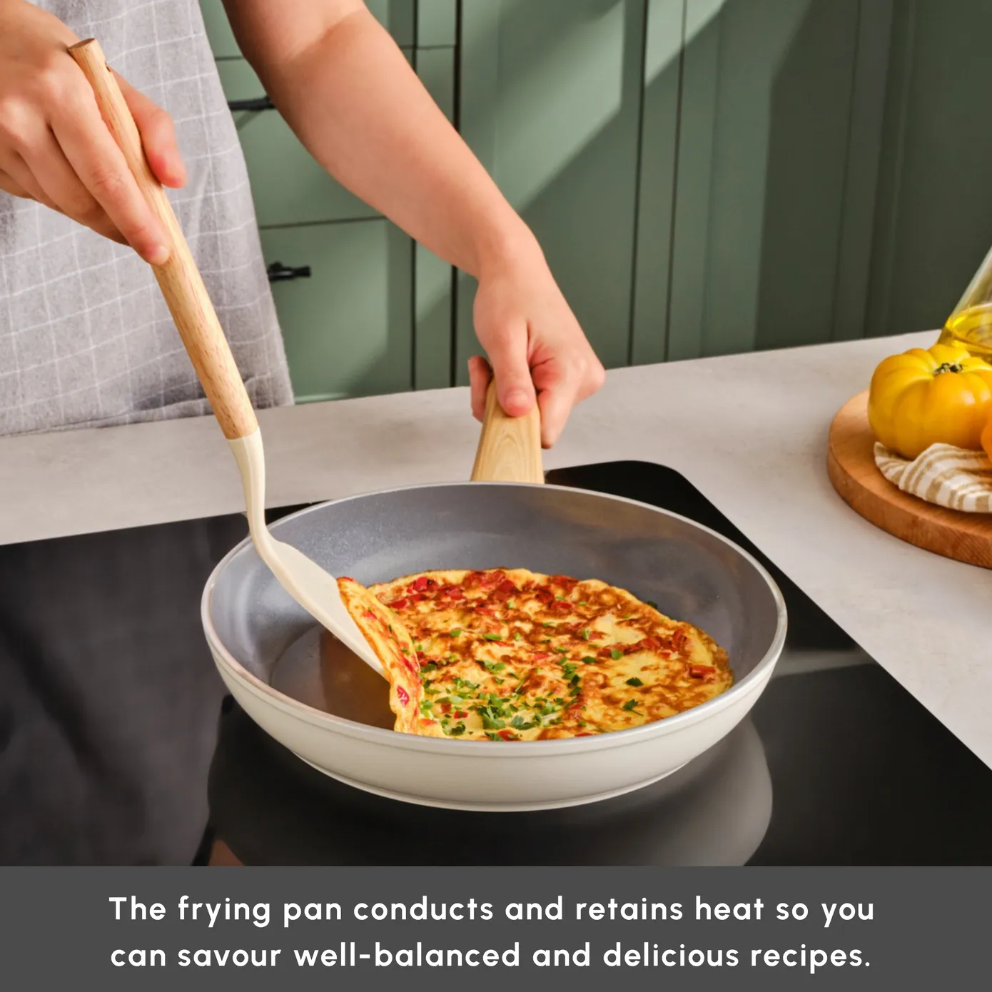 Karaca Swiss Crystal Non-Stick Induction Frying Pan, 26cm, Creamy - Image 6