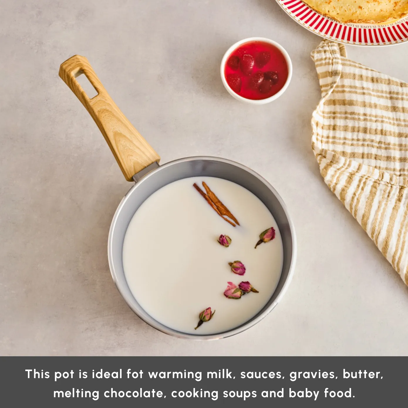 Karaca Swiss Crystal Non-Stick Induction Saucepan, 18cm, Creamy - Image 4