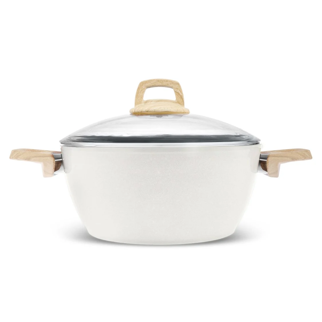 Karaca Swiss Crystal Non-Stick Induction Stockpot with Lid, 24cm, Creamy