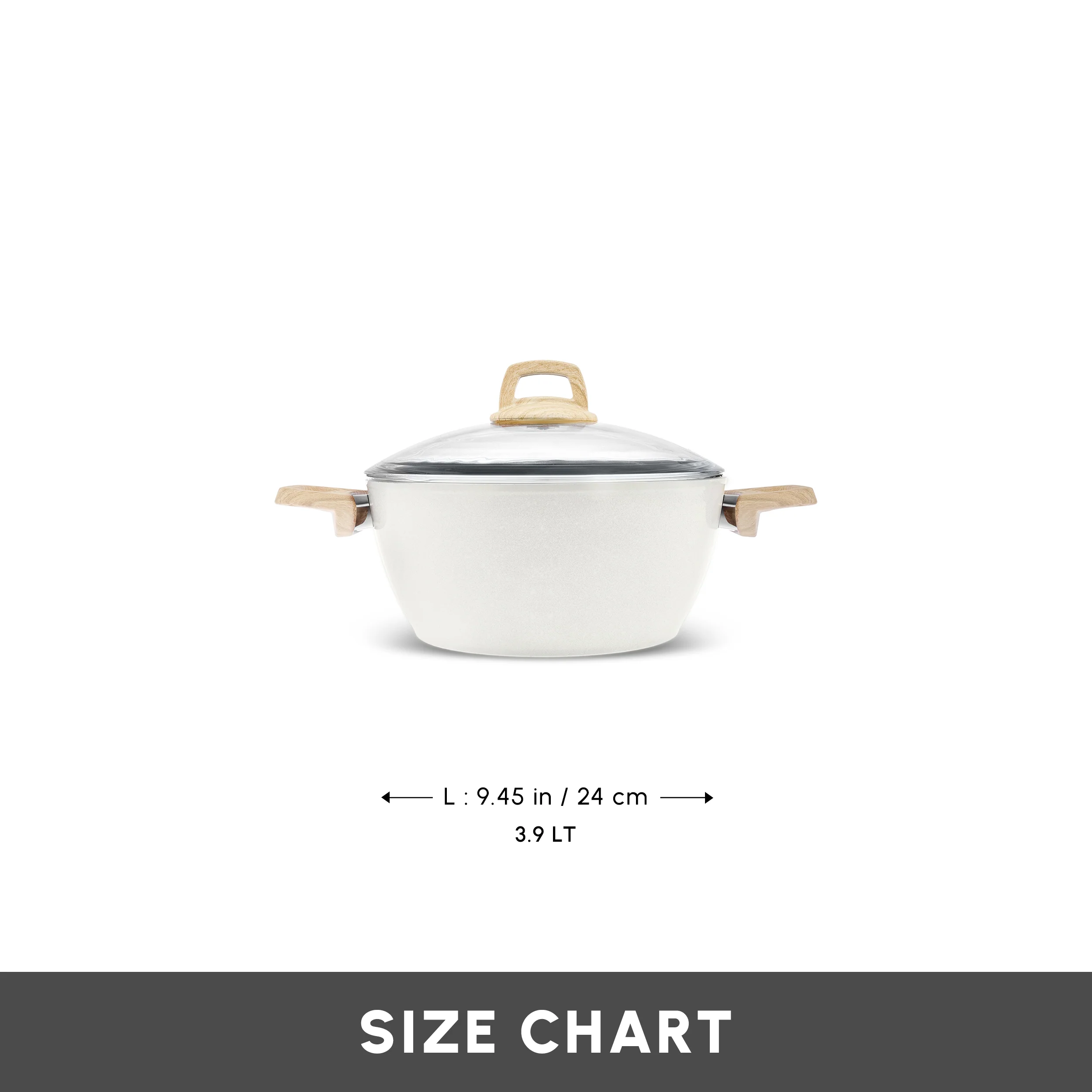 Karaca Swiss Crystal Non-Stick Induction Stockpot with Lid, 24cm, Creamy - Image 2