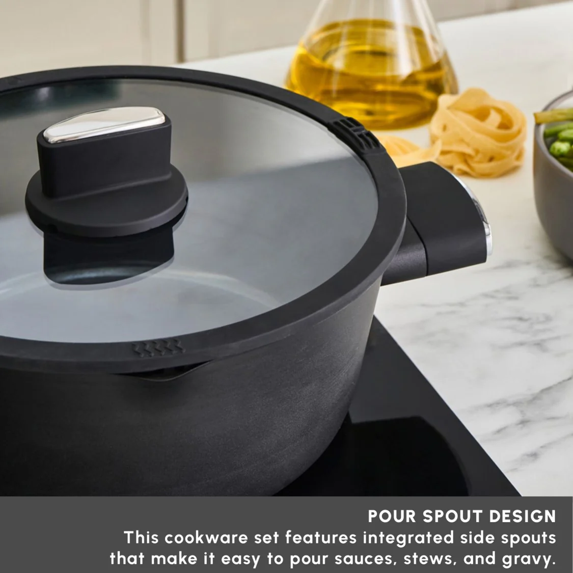 Karaca Swiss Crystal Midnight 6-Piece Ceramic Non-Stick Induction Cookware Set, Black - Image 6