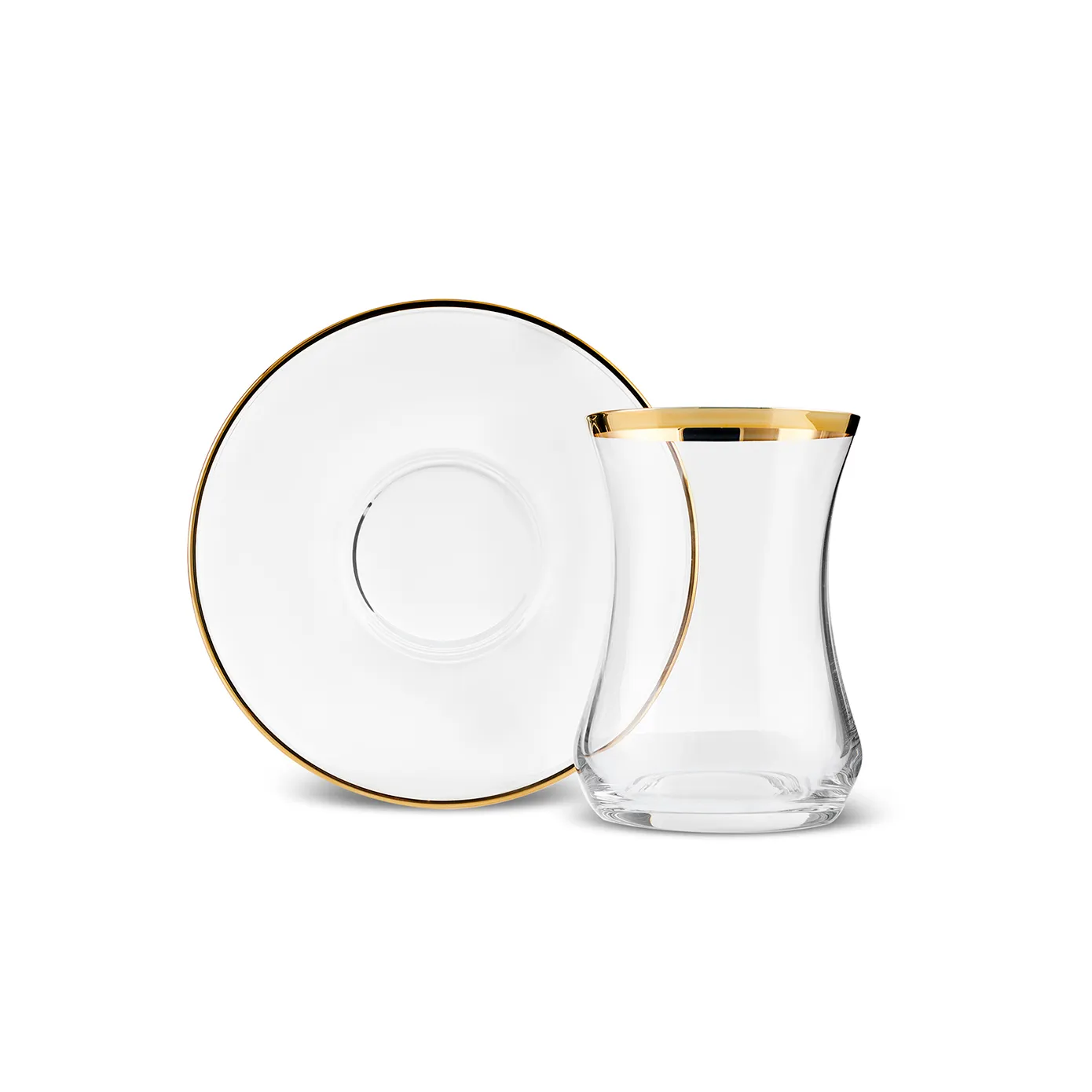 Karaca Sydney 12-Piece Glass Turkish Tea Set for 6 People, Gold - Image 8