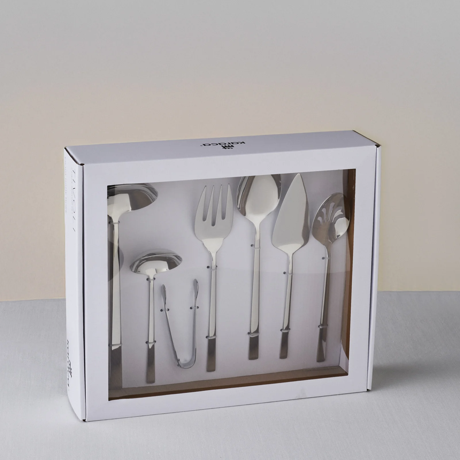 Karaca Tivoli 7-Piece Stainless Steel Boxed Serving Set, Silver - Image 2