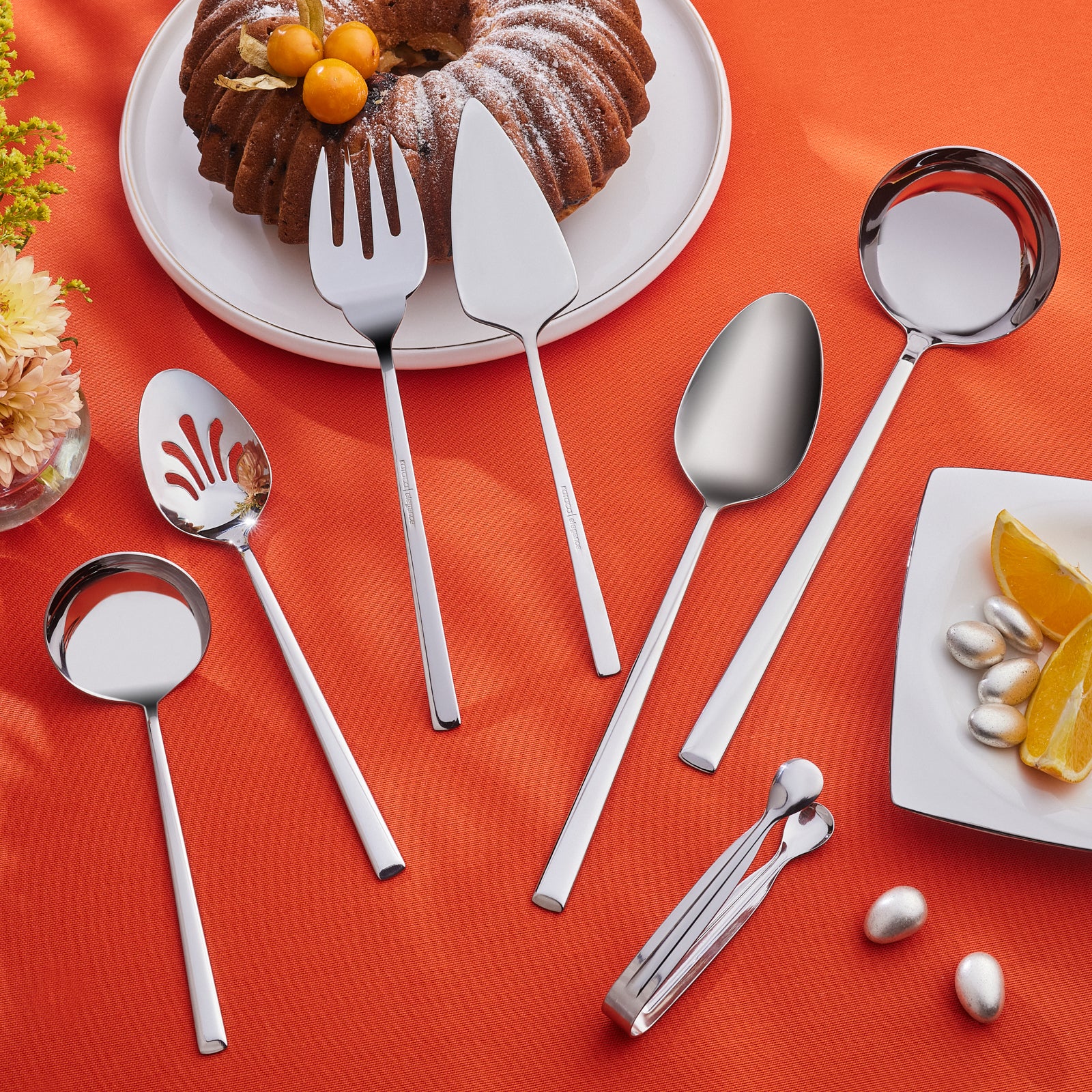 Karaca Tivoli 7-Piece Stainless Steel Boxed Serving Set, Silver - Image 4
