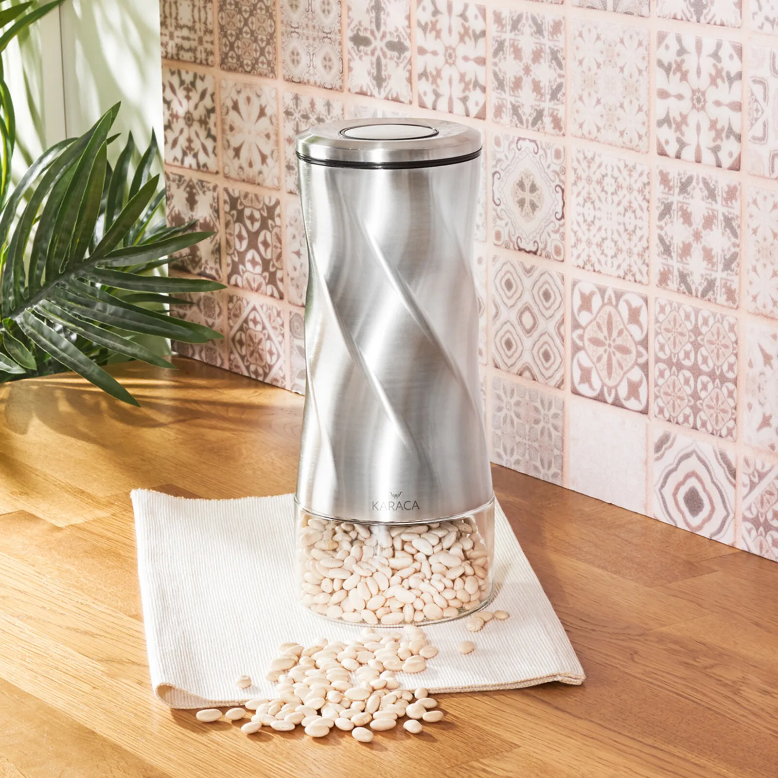 Karaca Tottori Glass Storage Container, 1250ml, Inox