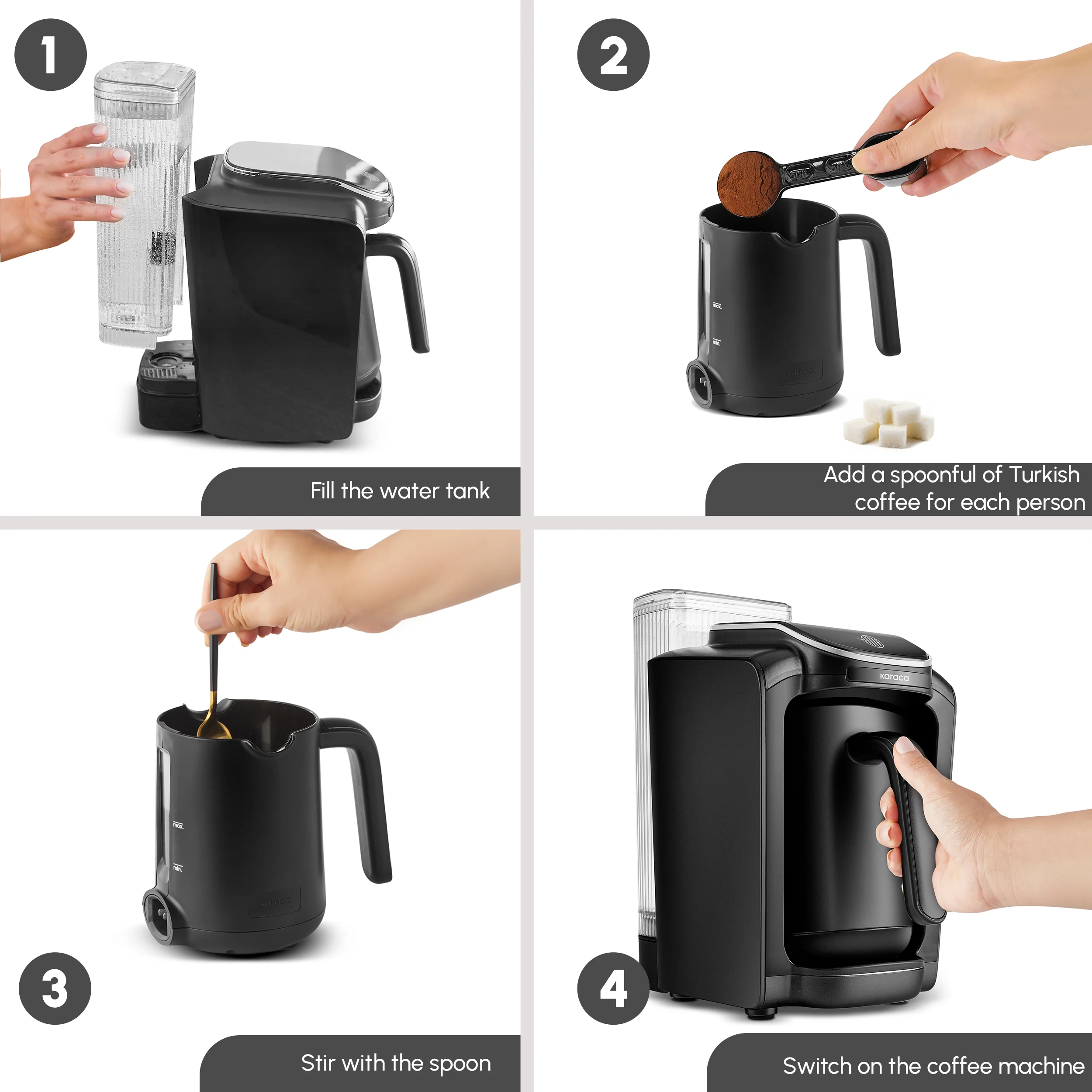 Karaca Hatır Aqua Turkish Coffee Maker, 735W, Black - Image 2