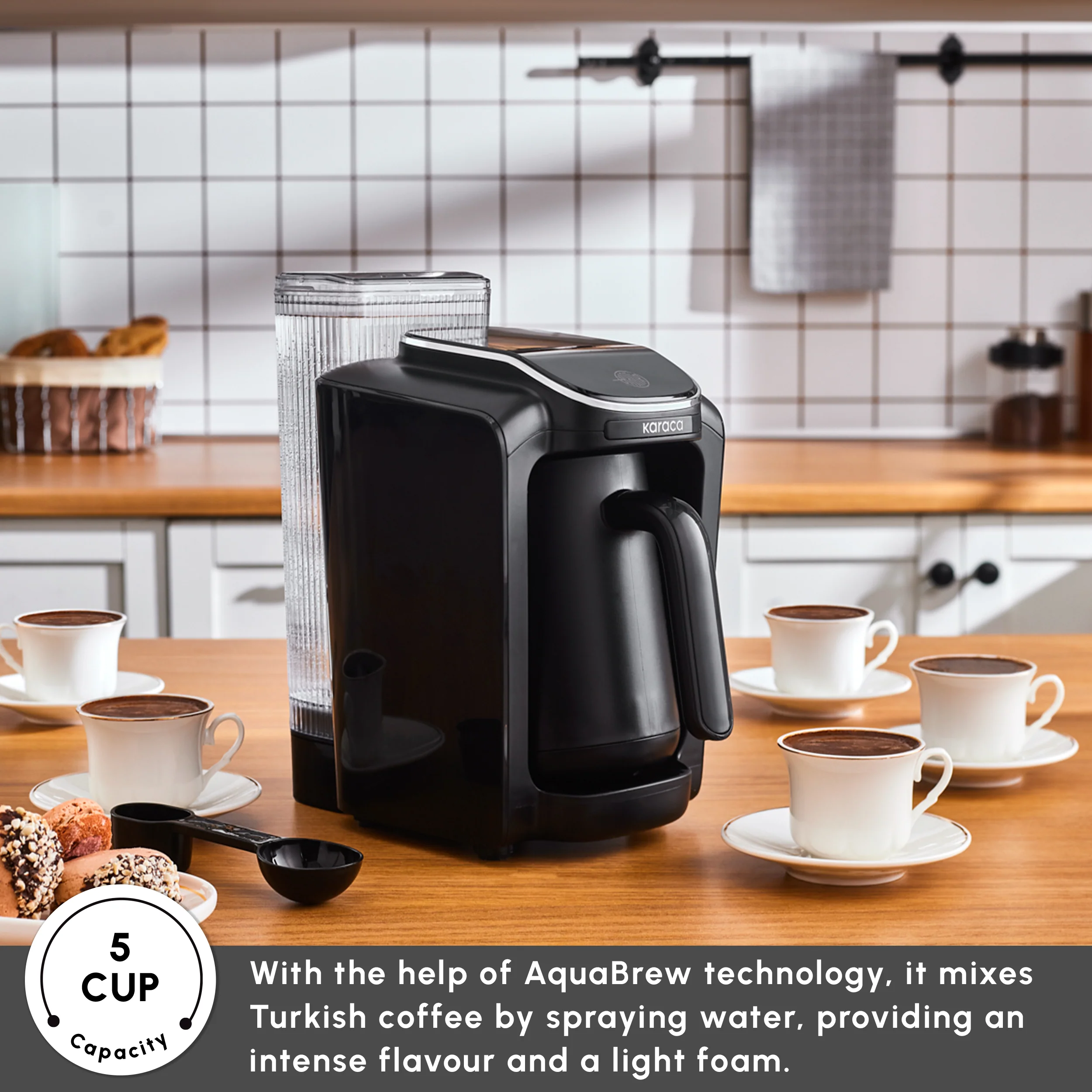 Karaca Hatır Aqua Turkish Coffee Maker, 735W, Black - Image 3