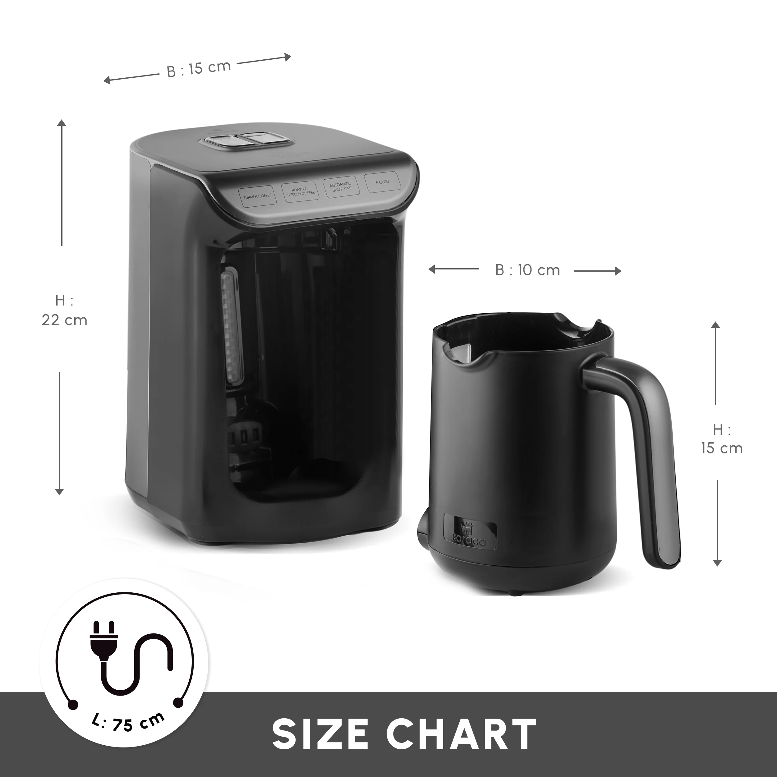 Karaca Hatır Köz Milky Turkish Coffee Maker, 535W, Galaxy Grey - Image 2