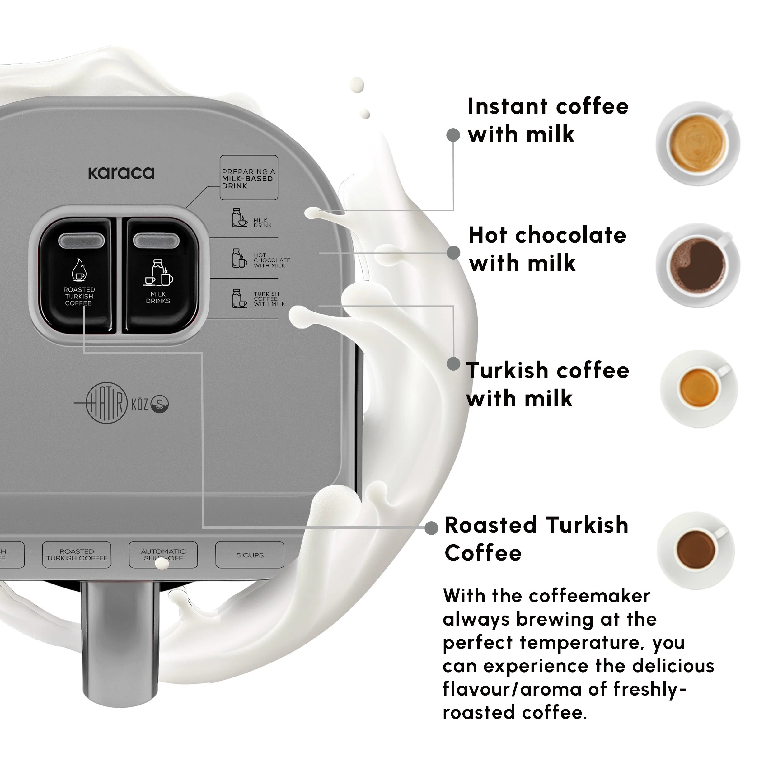 Karaca Hatır Köz Milky Turkish Coffee Maker, 535W, Galaxy Grey - Image 7