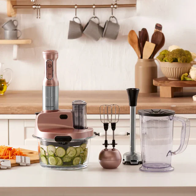 Karaca Mastermaid ProSteel Glass 8 in 1 Food Processor, 2500W, Rosegold - Image 4