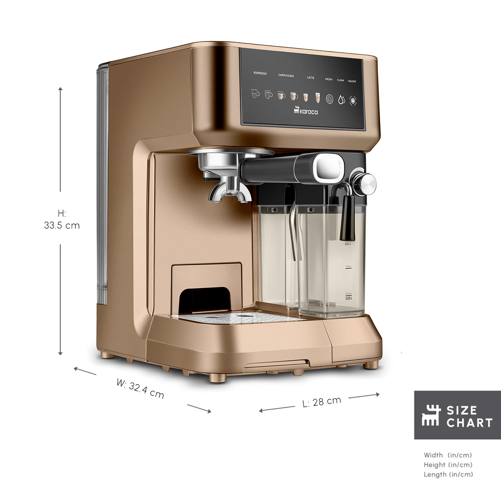 Karaca MyCaffe Barista S10 Espresso, Latte & Cappuccino Coffee Machine with Integrated Milk Tank, 1,8L, 1350W, Walnut Brown - Image 2