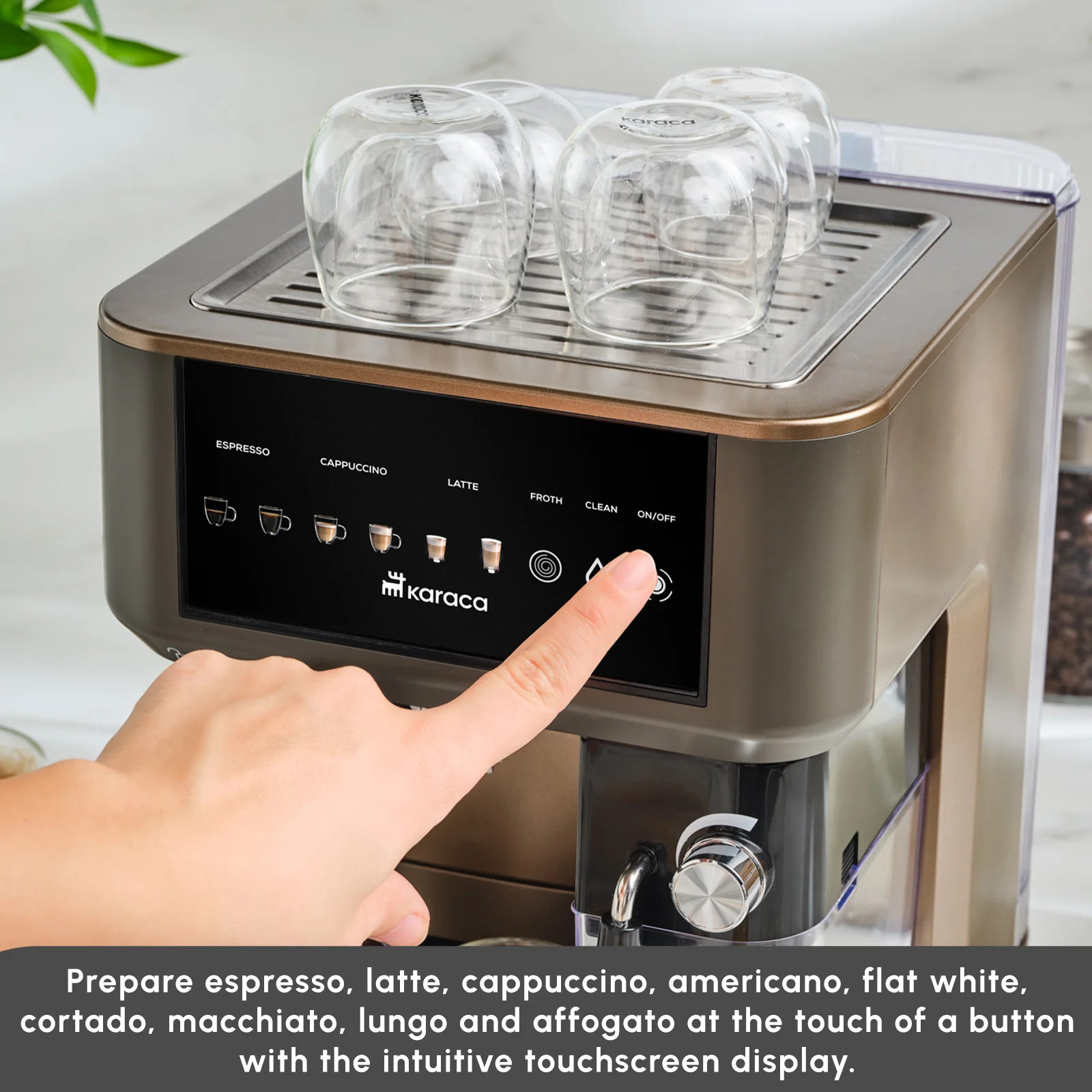 Karaca MyCaffe Barista S10 Espresso, Latte & Cappuccino Coffee Machine with Integrated Milk Tank, 1,8L, 1350W, Walnut Brown - Image 5