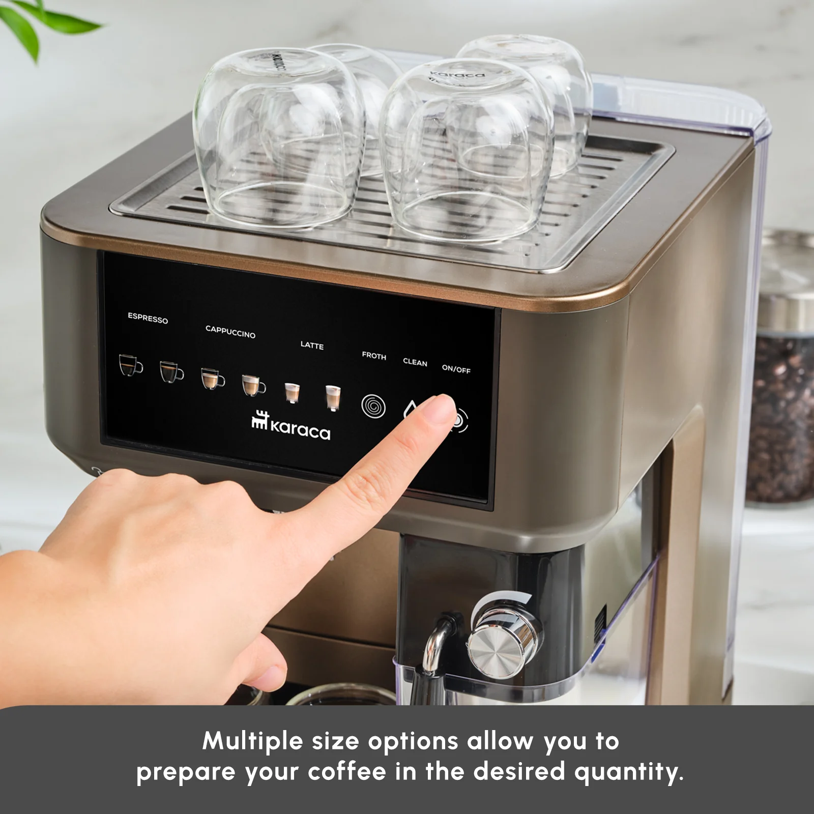 Karaca MyCaffe Barista S10 Espresso, Latte & Cappuccino Coffee Machine with Integrated Milk Tank, 1,8L, 1350W, Walnut Brown - Image 8