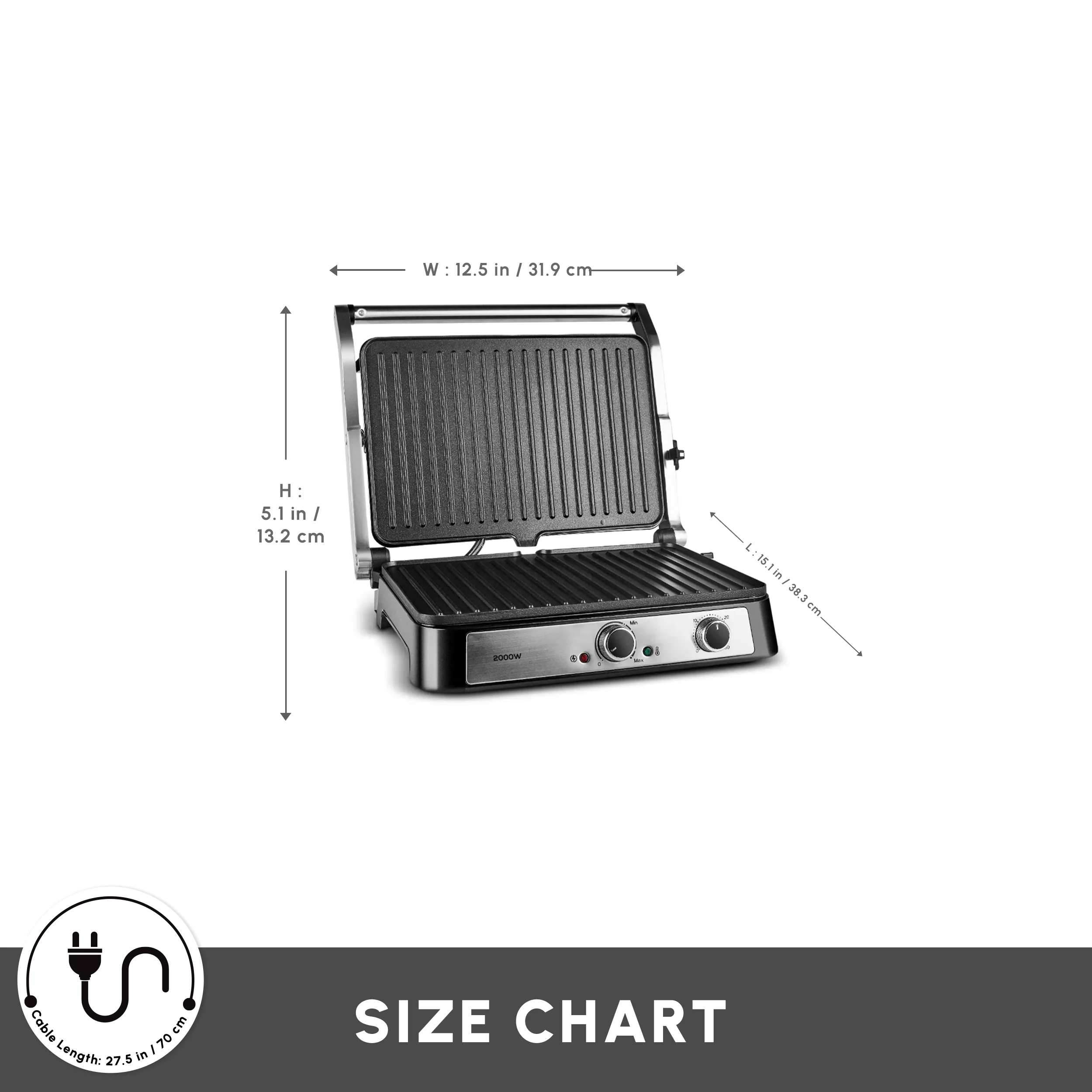 Karaca Toastmate Sandwich Toaster and Grilling Machine, 2000W, Inox - Image 2