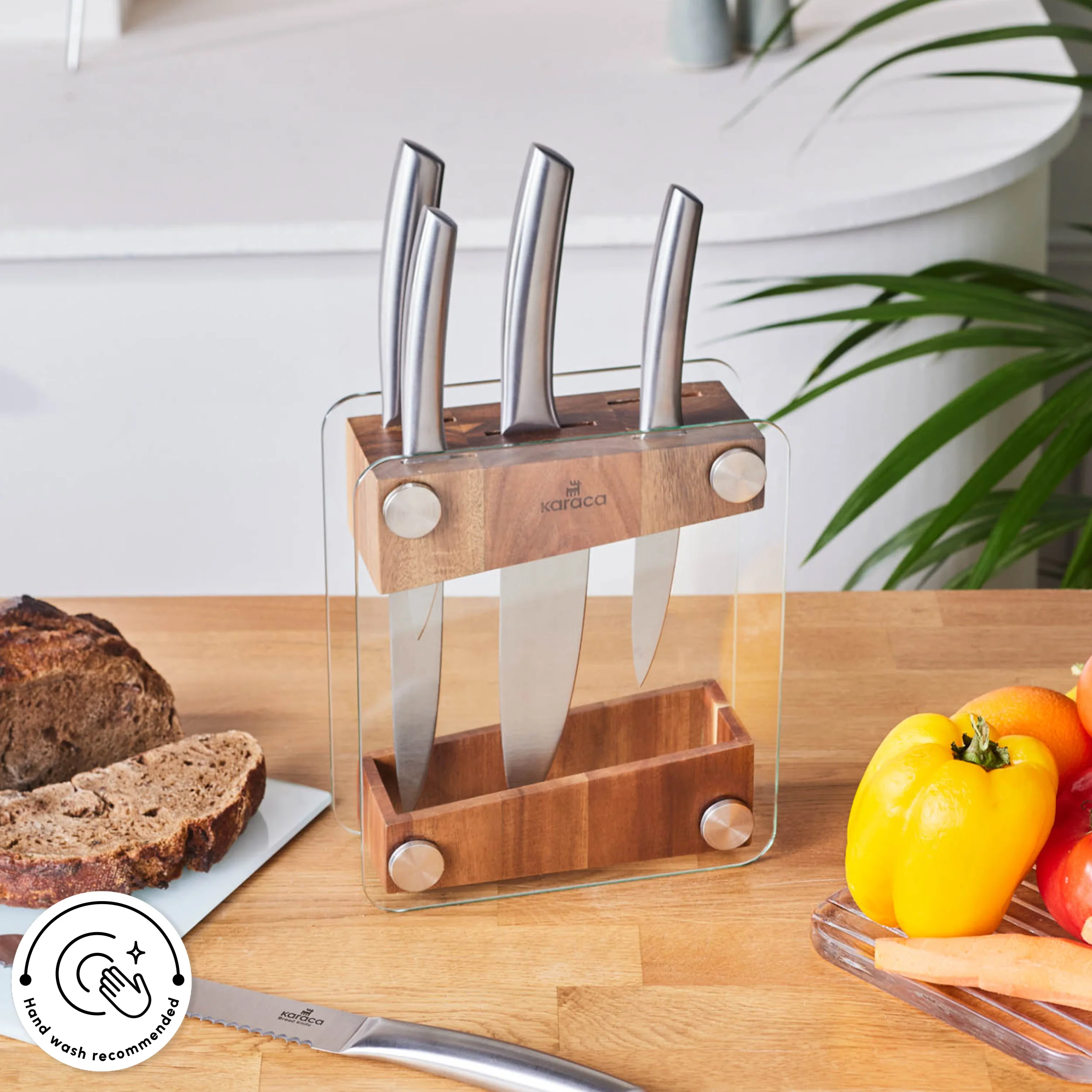 Karaca Venus 6 Piece Knife Block Set, Silver - Image 8