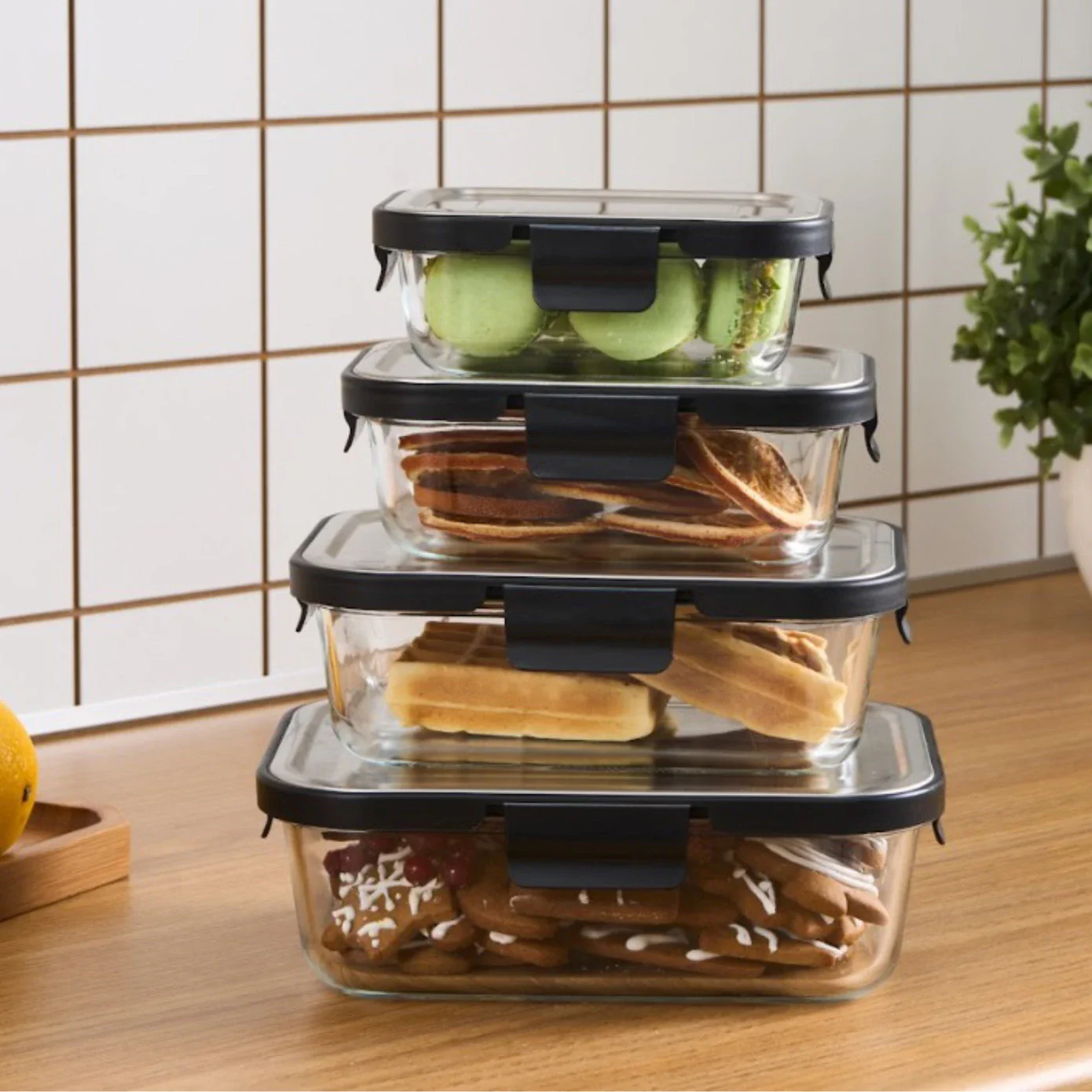 Karaca Vera Storage Container with Metal Lid, 650ml, Clear - Image 2