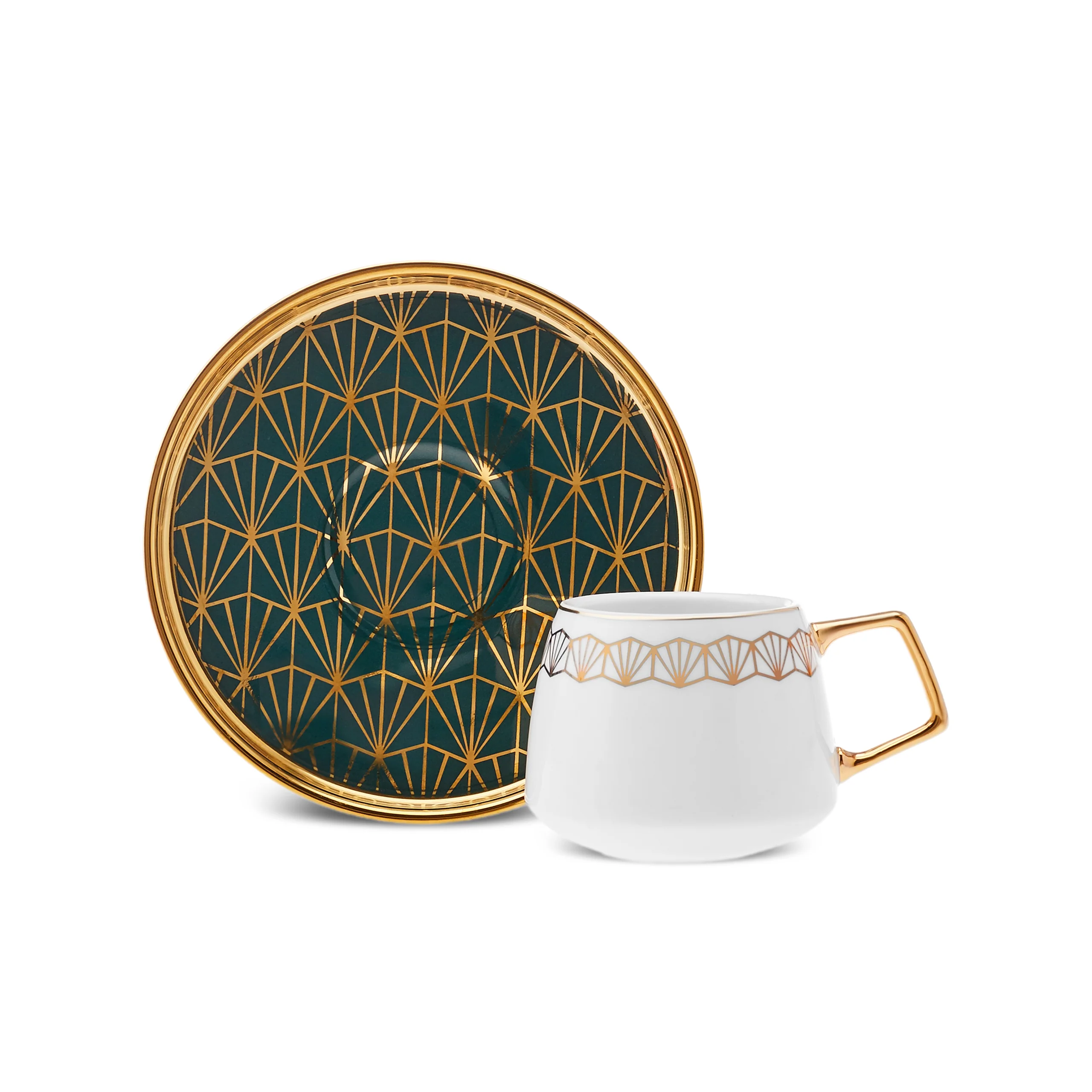 Karaca Verde 12-Piece Porcelain Espresso Turkish Coffee Cup Set for 6 People, 100ml, Multi - Image 4