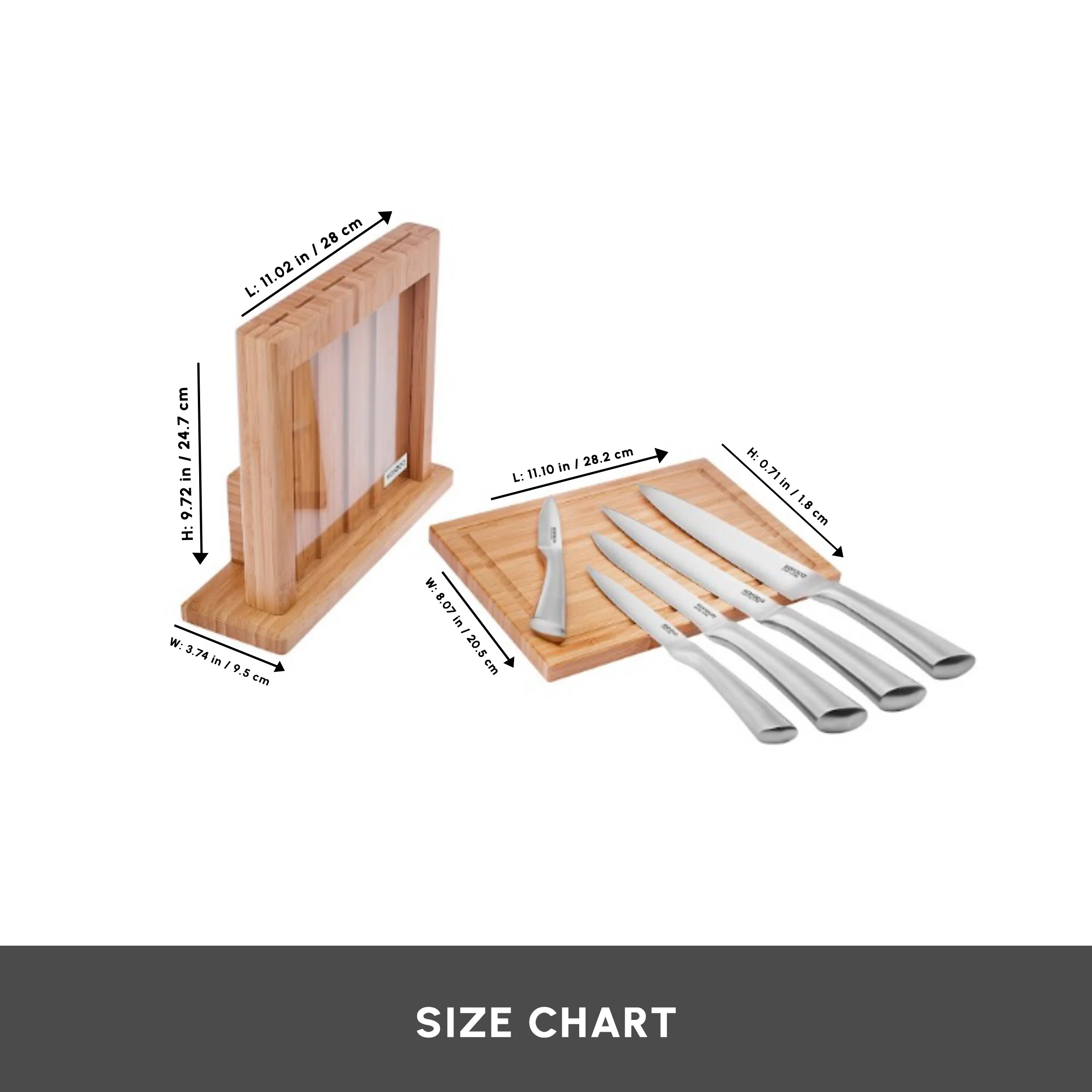 Karaca Vigor 7-Piece Knife Set and Chopping Board, Wood - Image 3