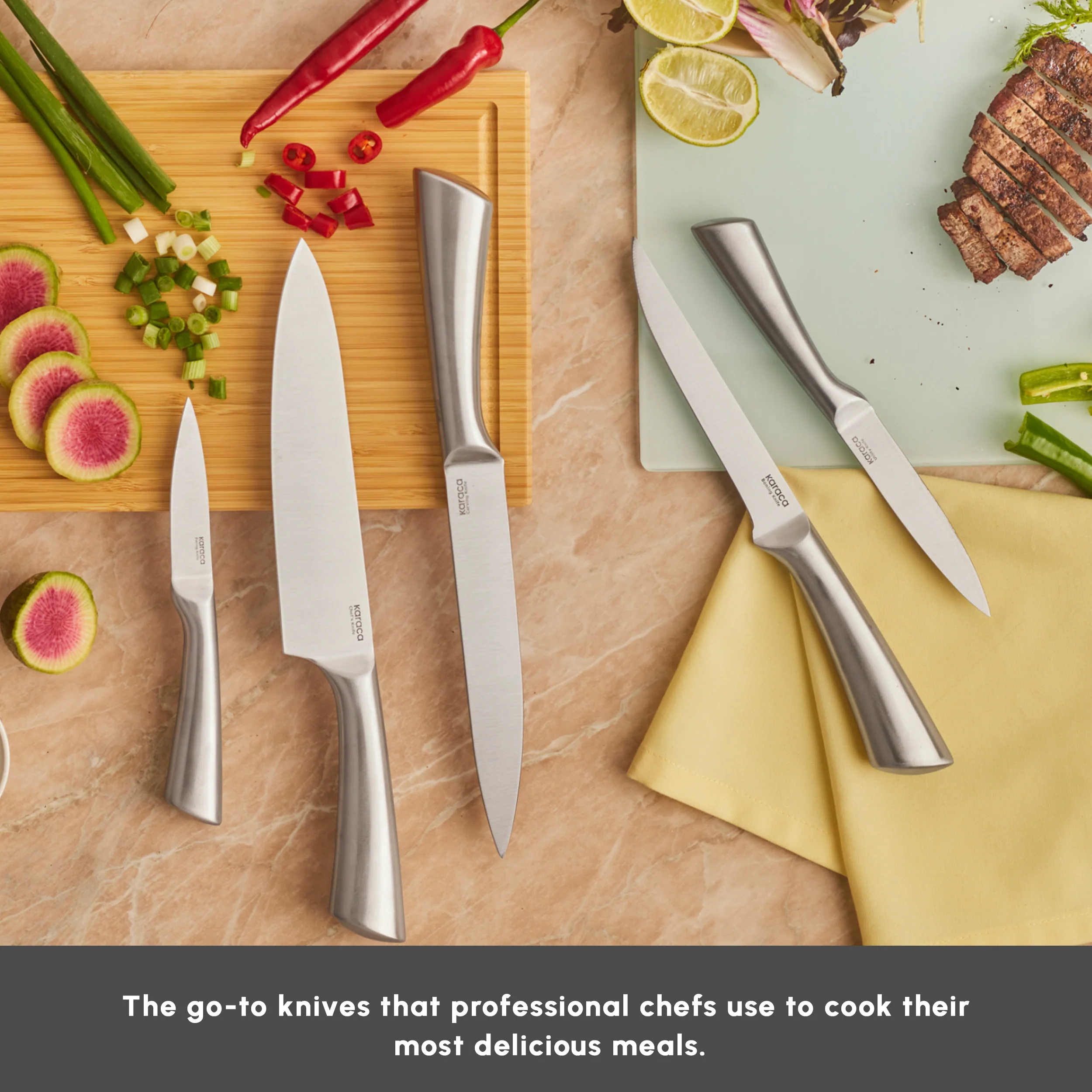 Karaca Vigor 7-Piece Knife Set and Chopping Board, Wood - Image 7