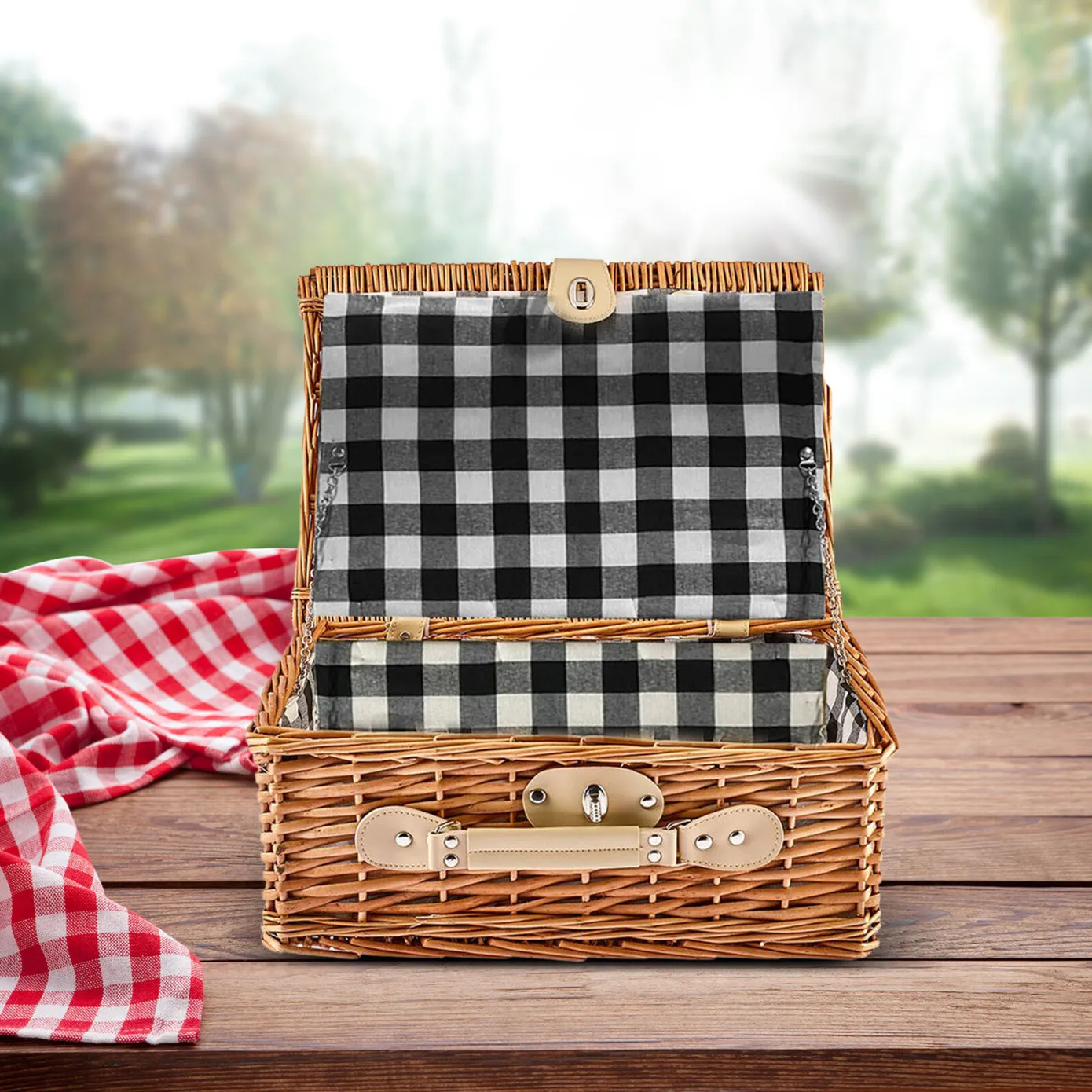 Karaca Wicker Picnic Basket, 40cm, Brown Multi - Image 6