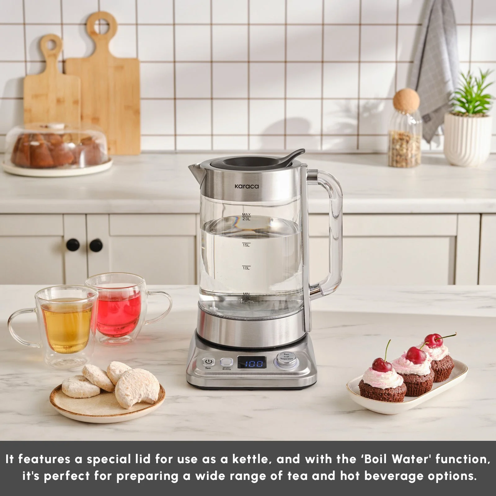 Karaca x by Refika XL Glass Tea Maker and Kettle, 2200W, 2,8L, Inox - Image 6