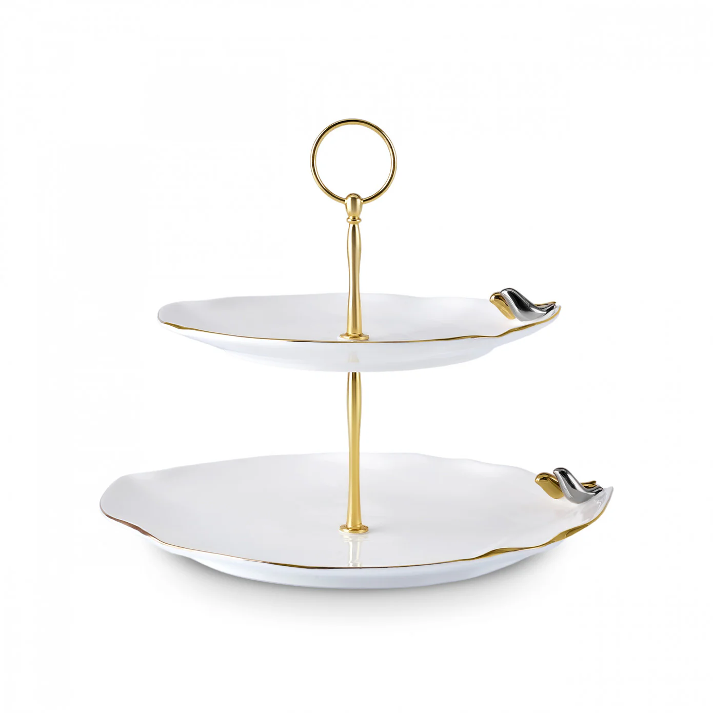 Karaca X Müge Anlı Bone China 2-Tier Cake Stand, 27cm, Gold White